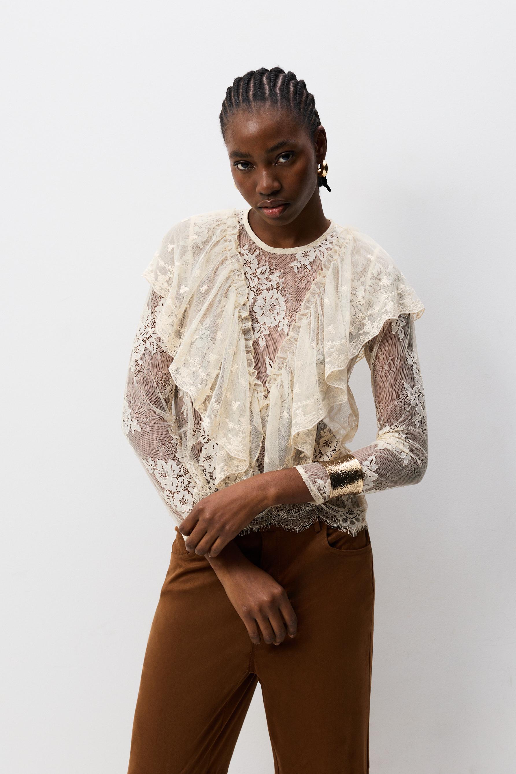 Top encaje manga larga