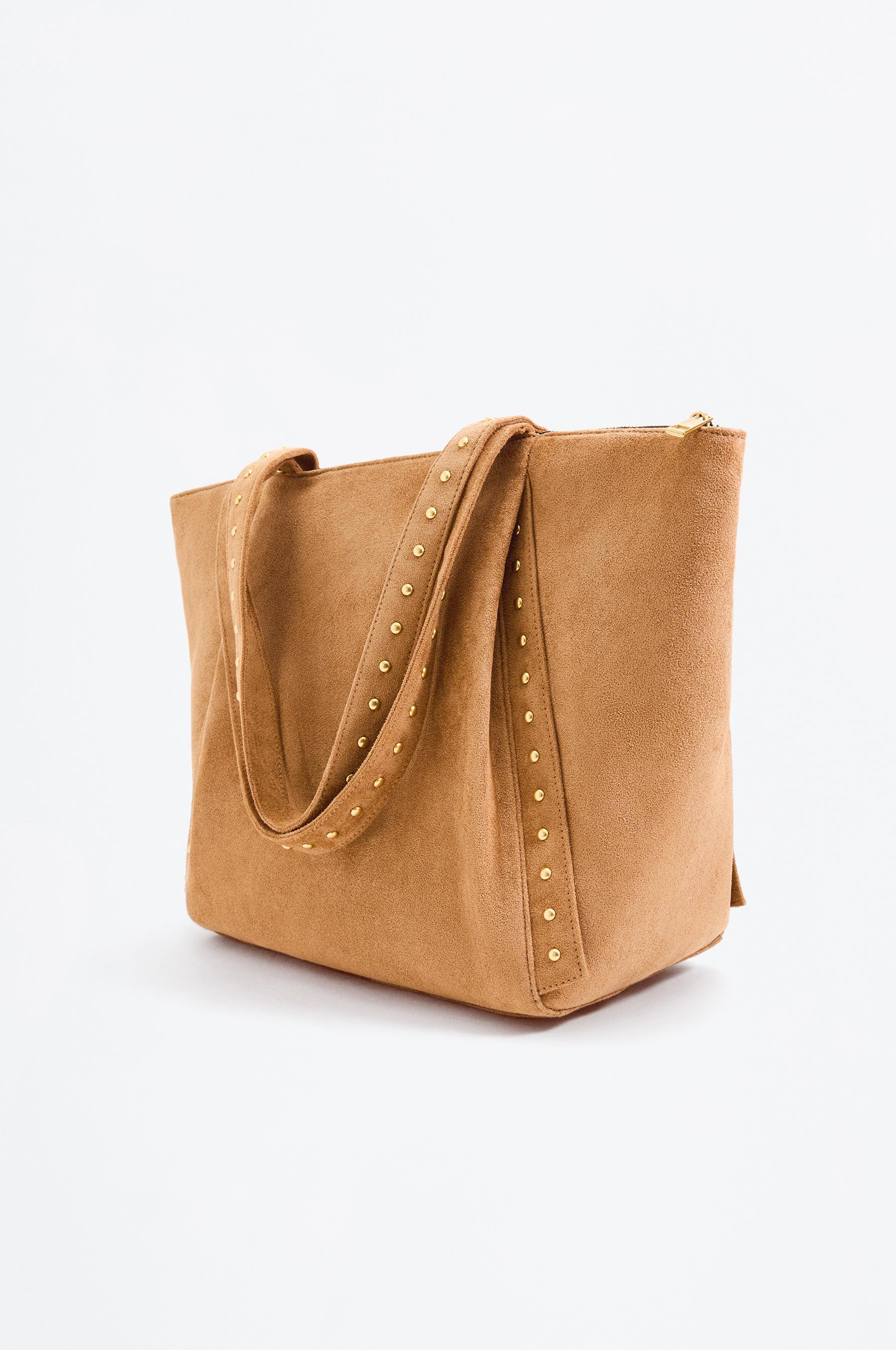 Faux suede shopper bag — CAMEL