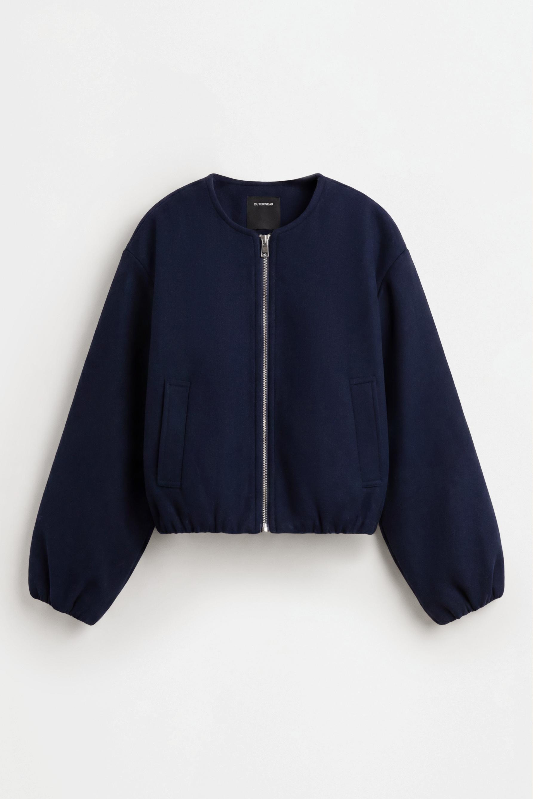 Felt bomber jacket — NAVY