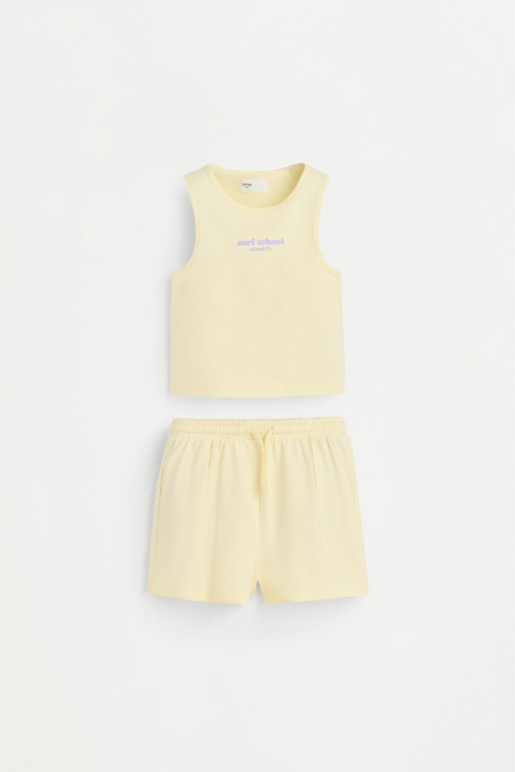 Text top and shorts set — YELLOW