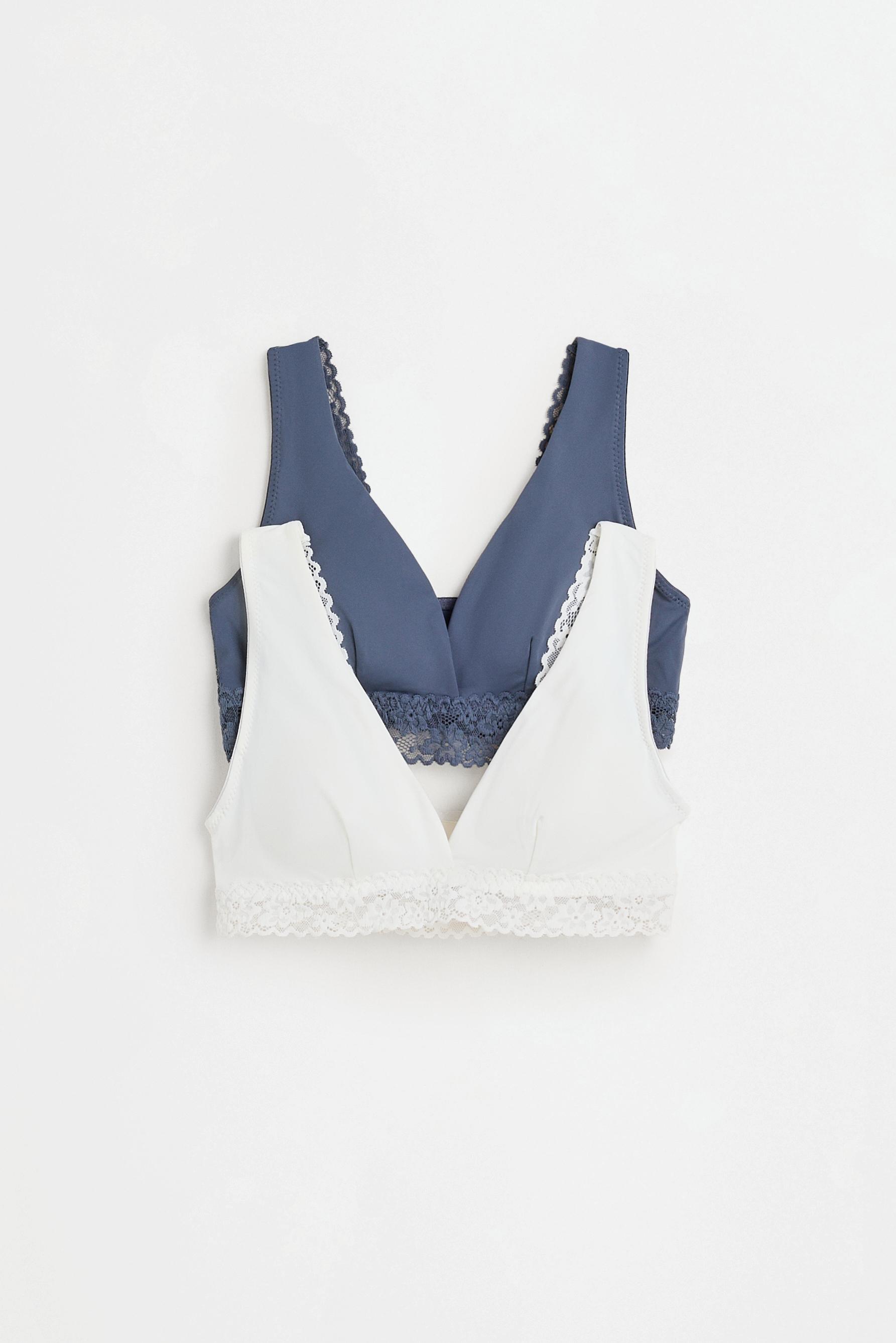Lace triangle top (2-pack) — BLUE/WHITE