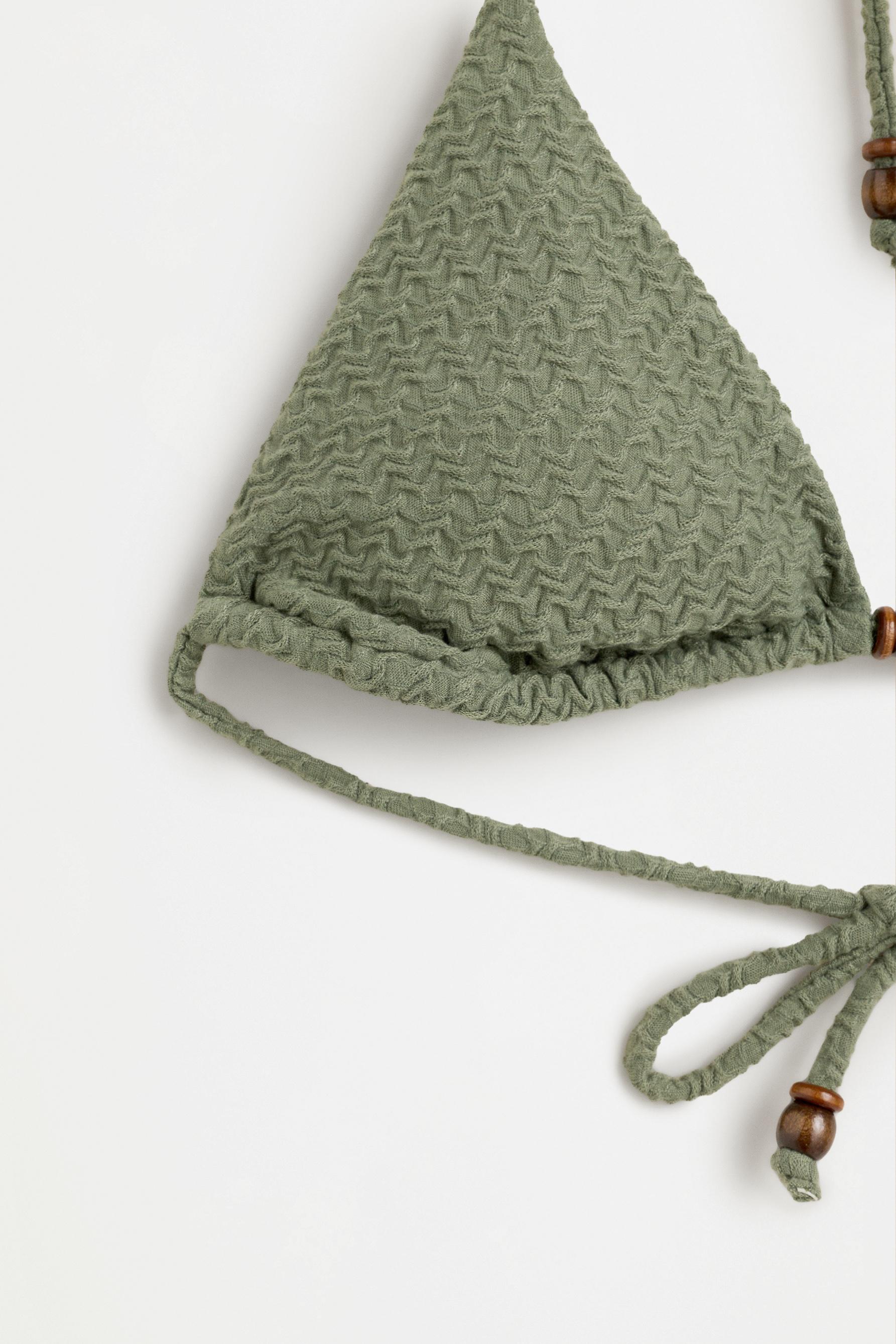 Textured bikini top — KHAKI