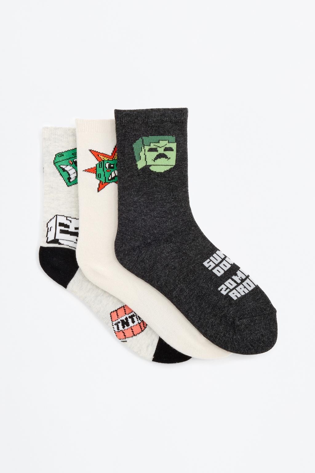 Pack 3 calcetines largos Minecraft