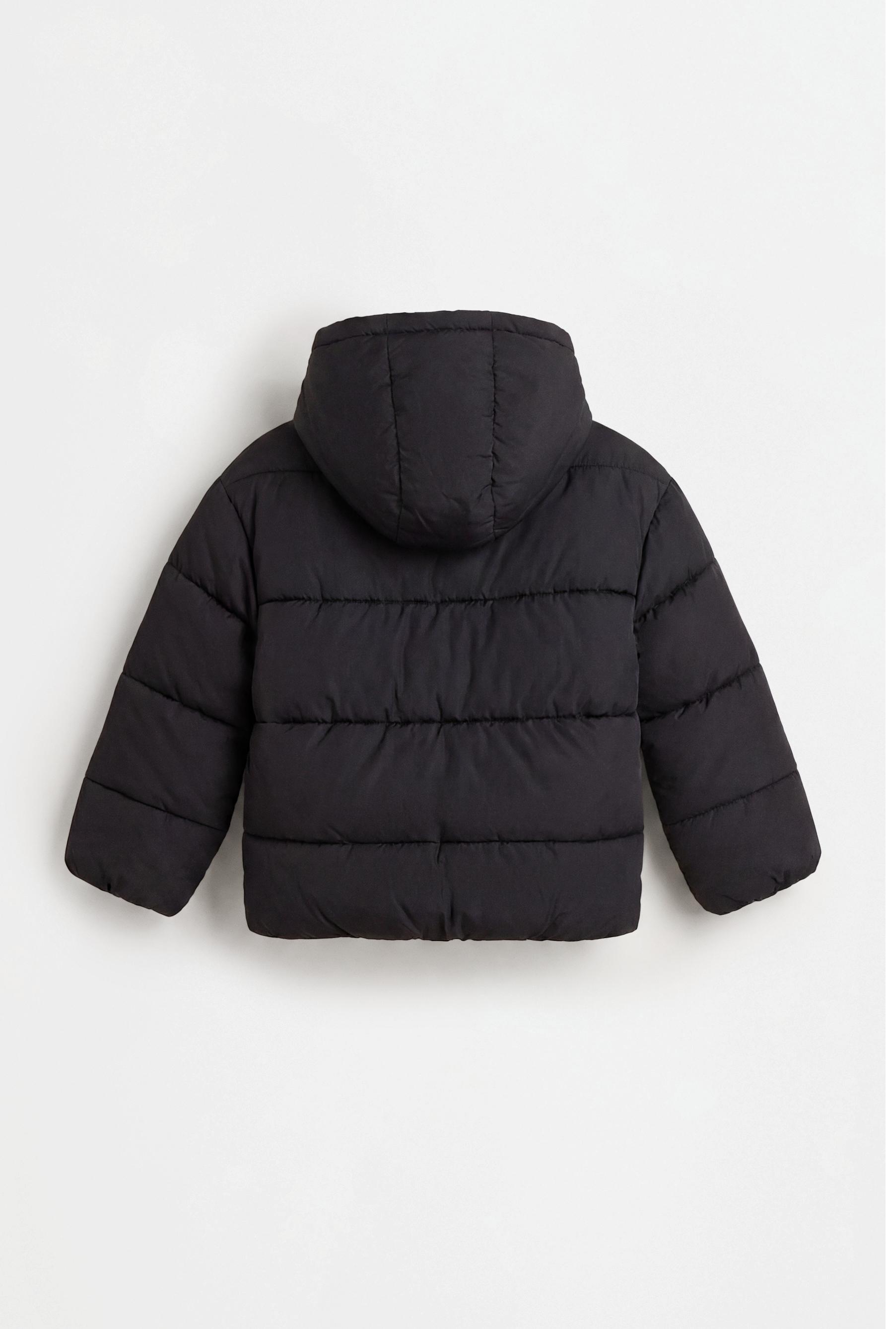 Hooded quilted jacket — BLACK