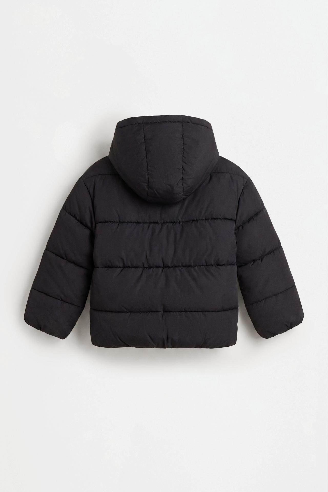 Hooded quilted jacket — BLACK