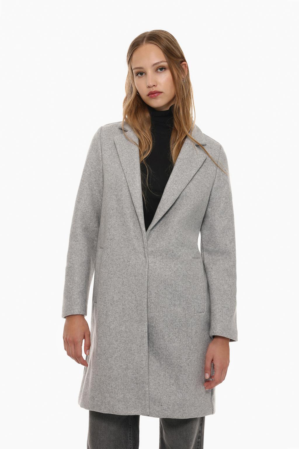 Open synthetic wool coat