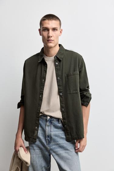 Lightweight denim overshirt — OLIVE GREEN 1