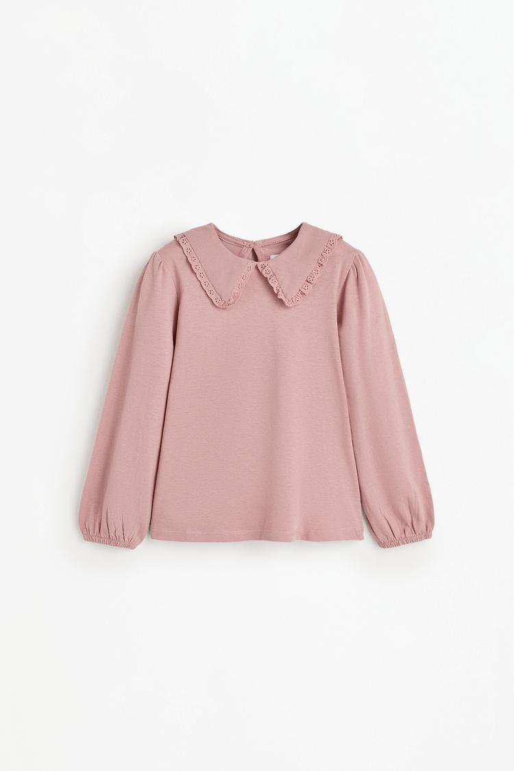 Peter Pan collar T-shirt — DUSTY PINK