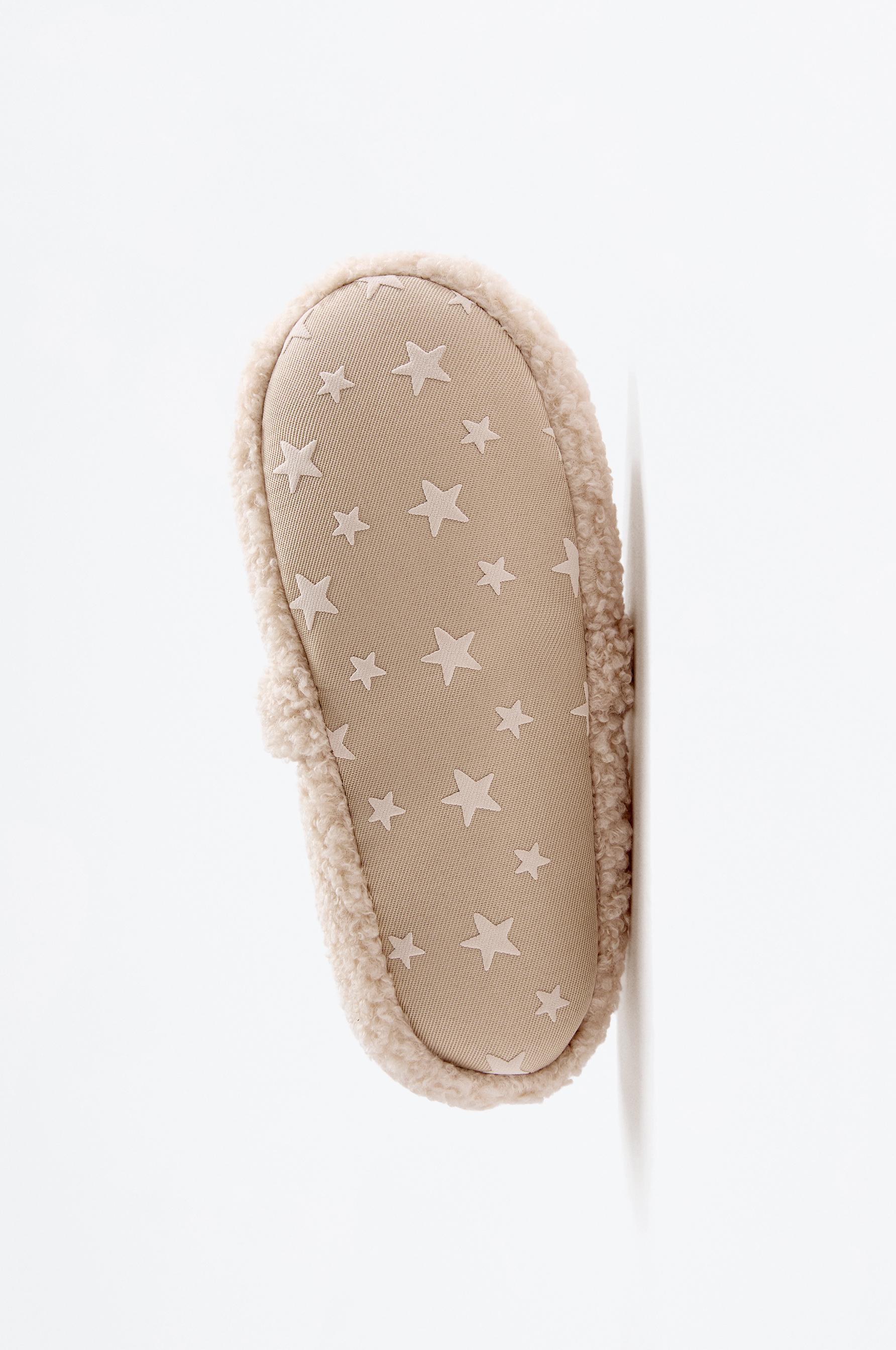 Girls' faux fur ballerina slippers — BEIGE
