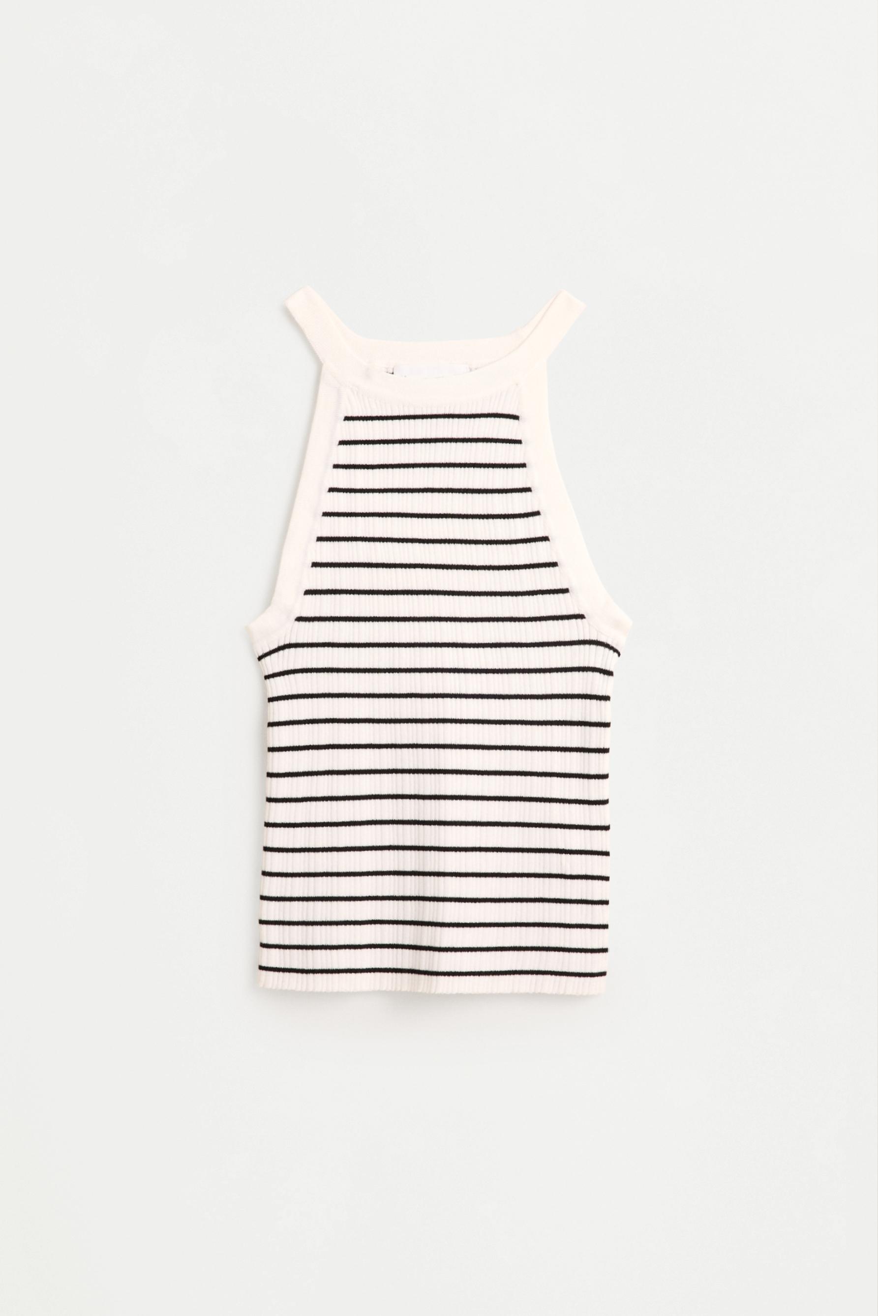 Ribbed halter top — ECRU/BLACK