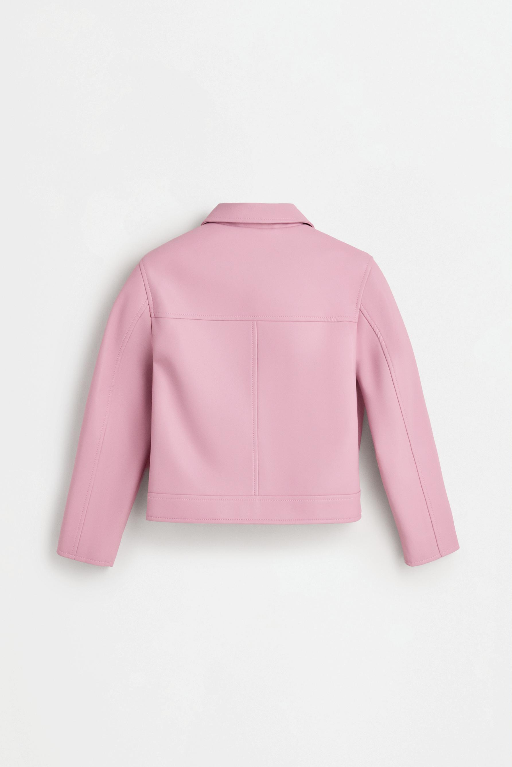 Leather effect biker jacket — BEIGE