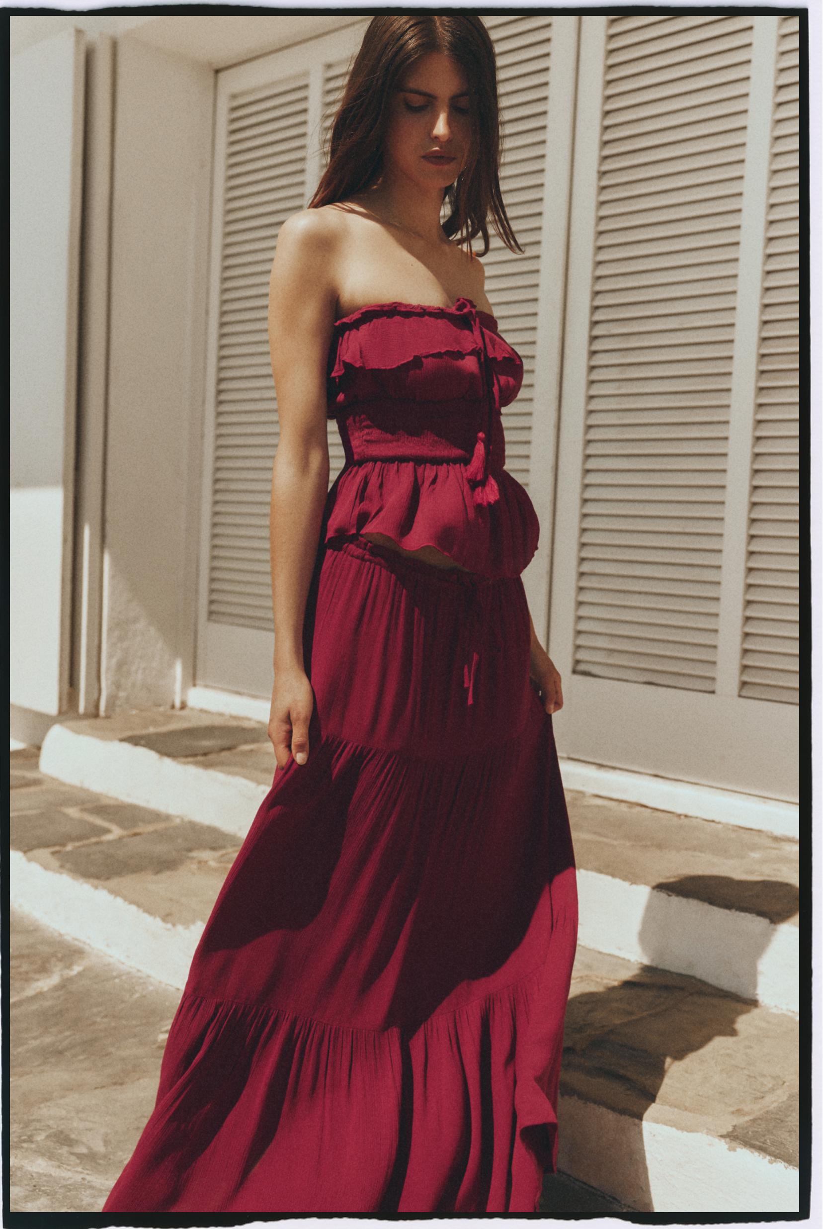 Ruffled top — MAROON