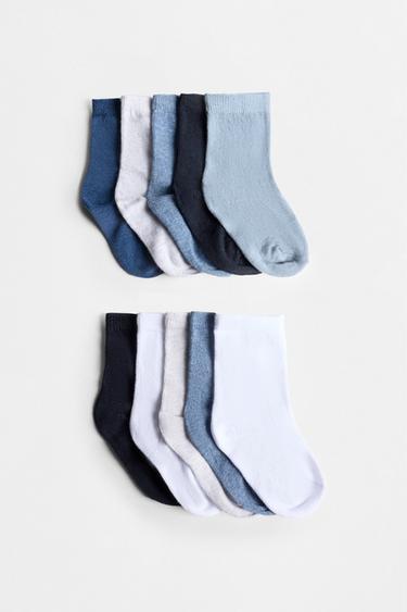 Plain Short Socks (10-Pack) — BLUE/WHITE 1