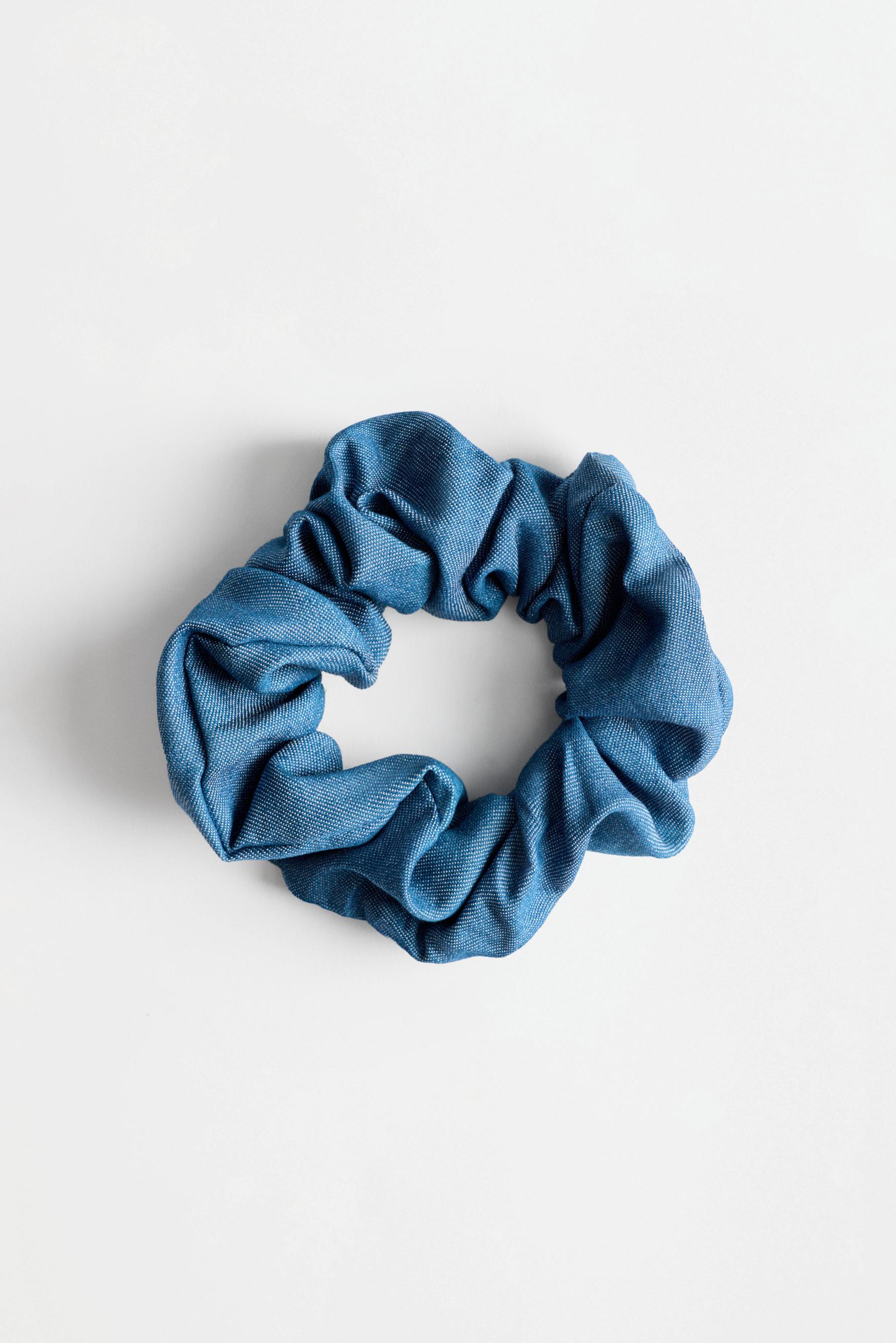 Denim bow and scrunchie (2-piece set) — NAVY