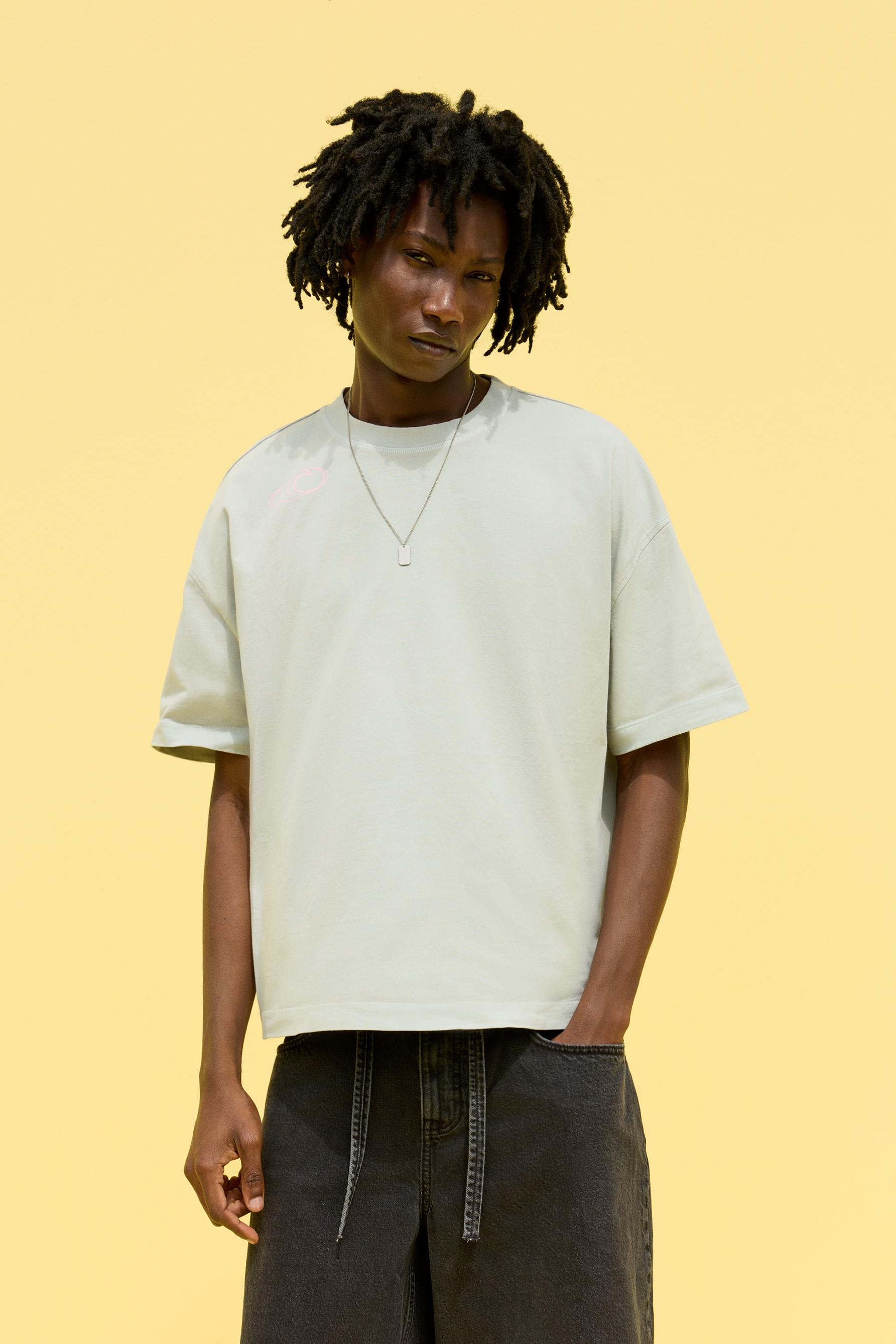 Faded effect printed T-shirt — STEEL