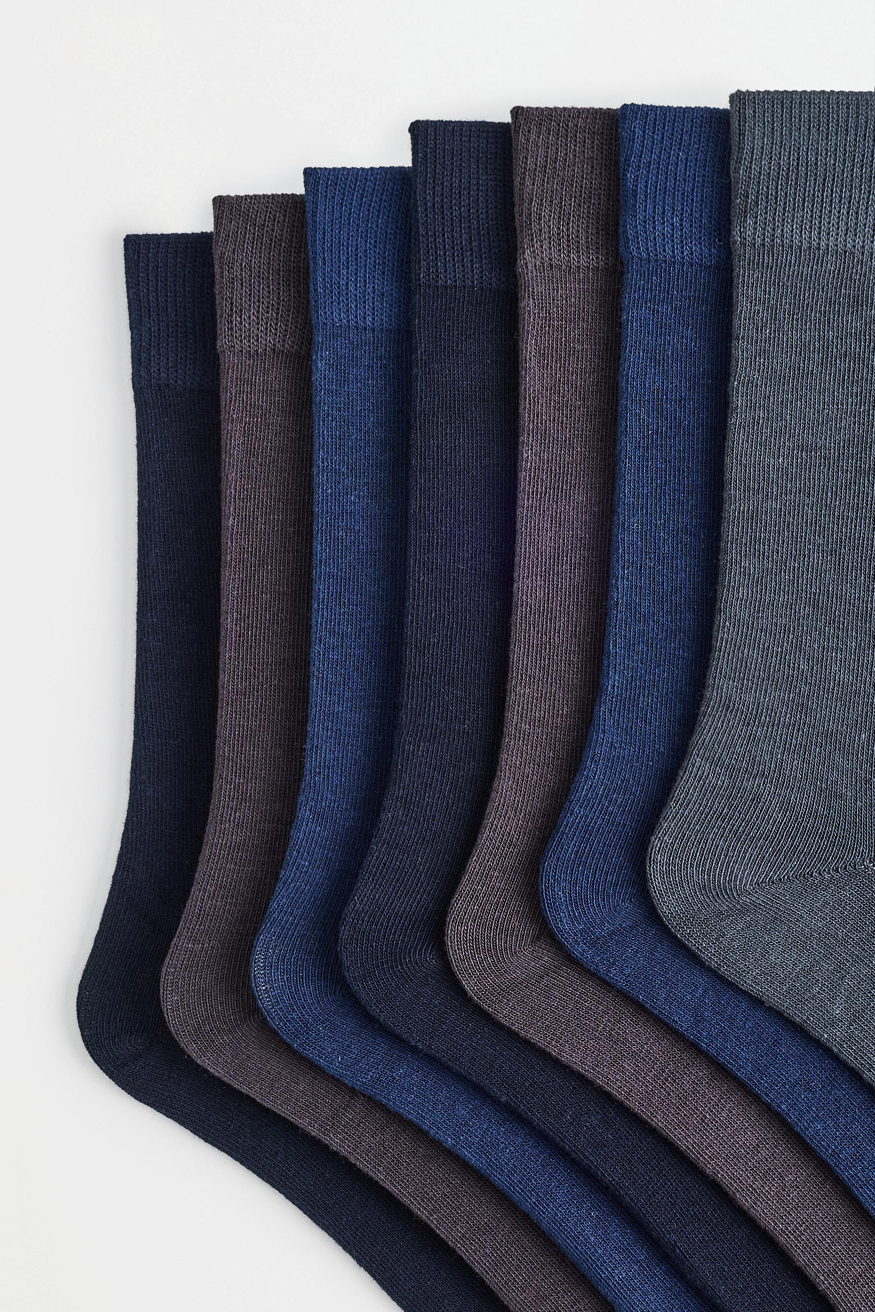 Basic long socks (7-pack) — BLUE TONES