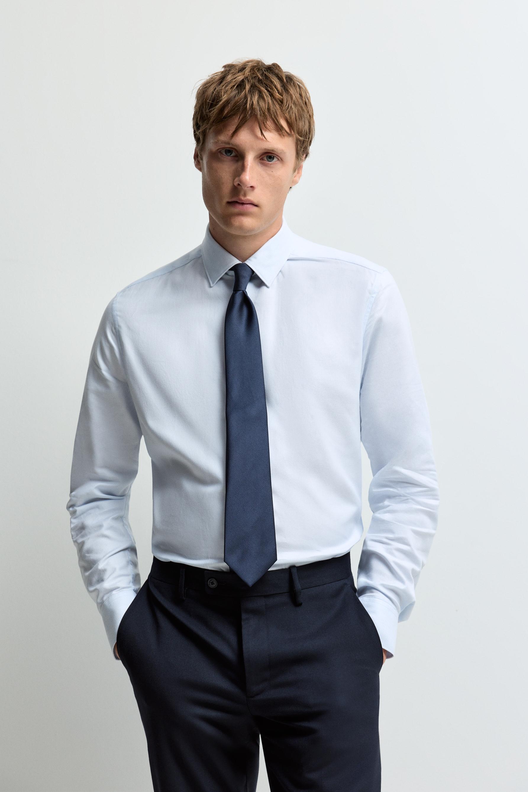 Micro-pattern tailored shirt — SKY BLUE