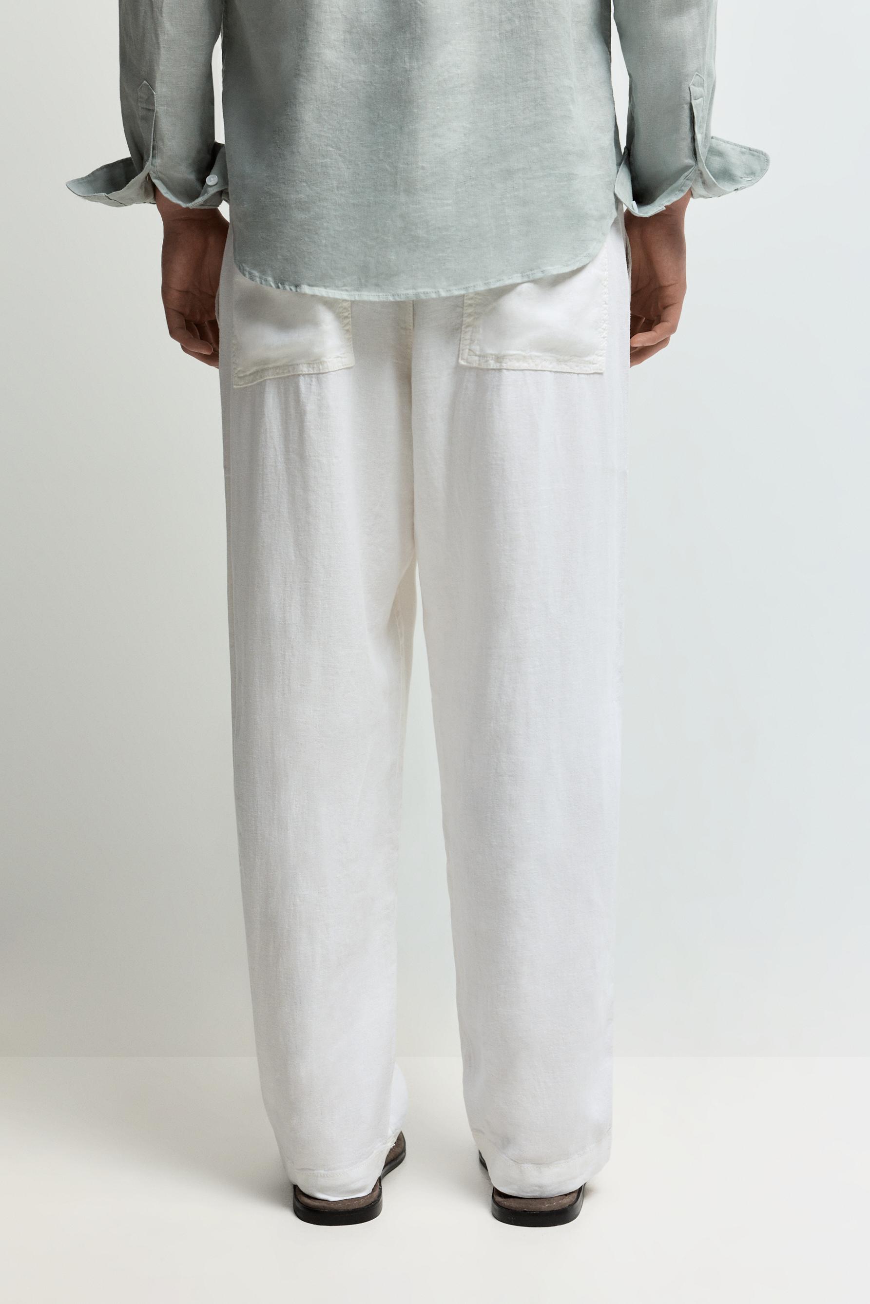 Baggy Linen-Blend Joggers — WHITE