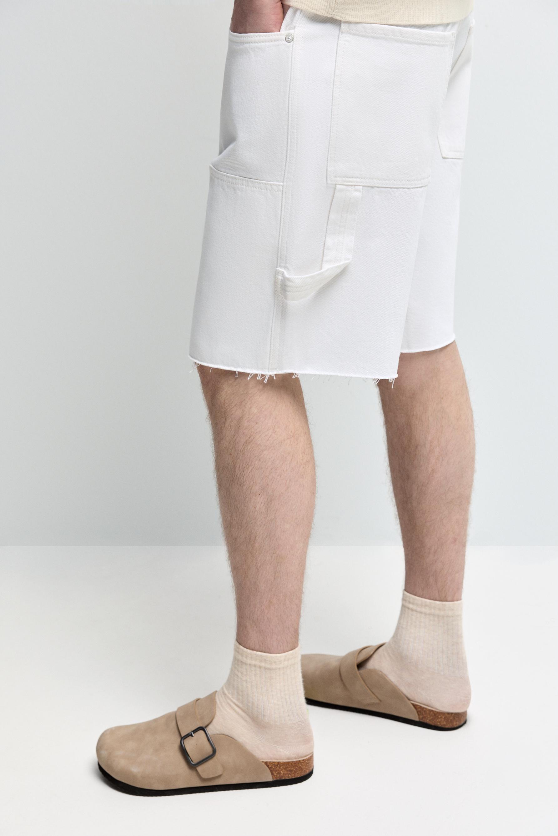 Carpenter denim Bermuda shorts — OFF WHITE