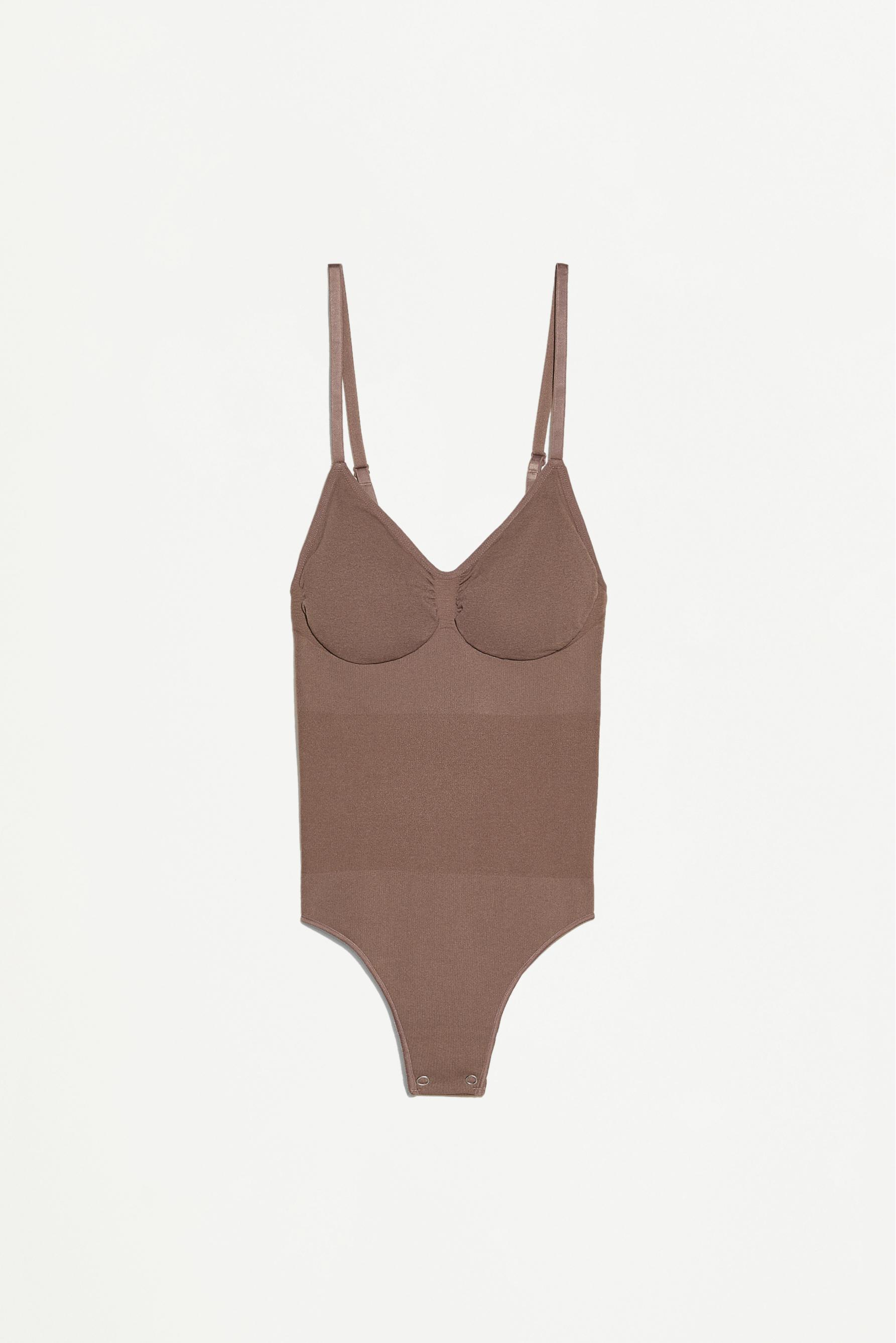 Seamless shapewear thong bodysuit — MINK