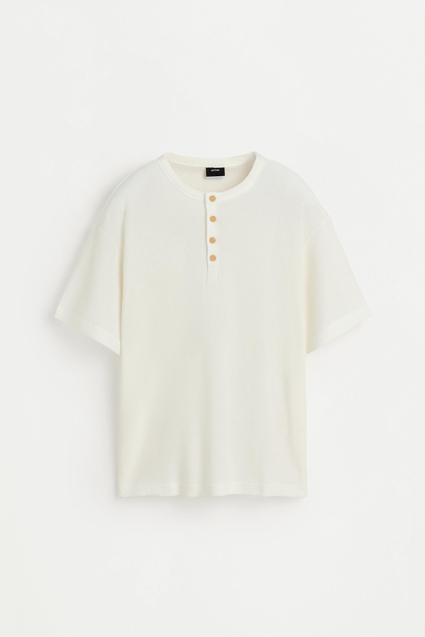 Rustic henley T-shirt — OFF WHITE