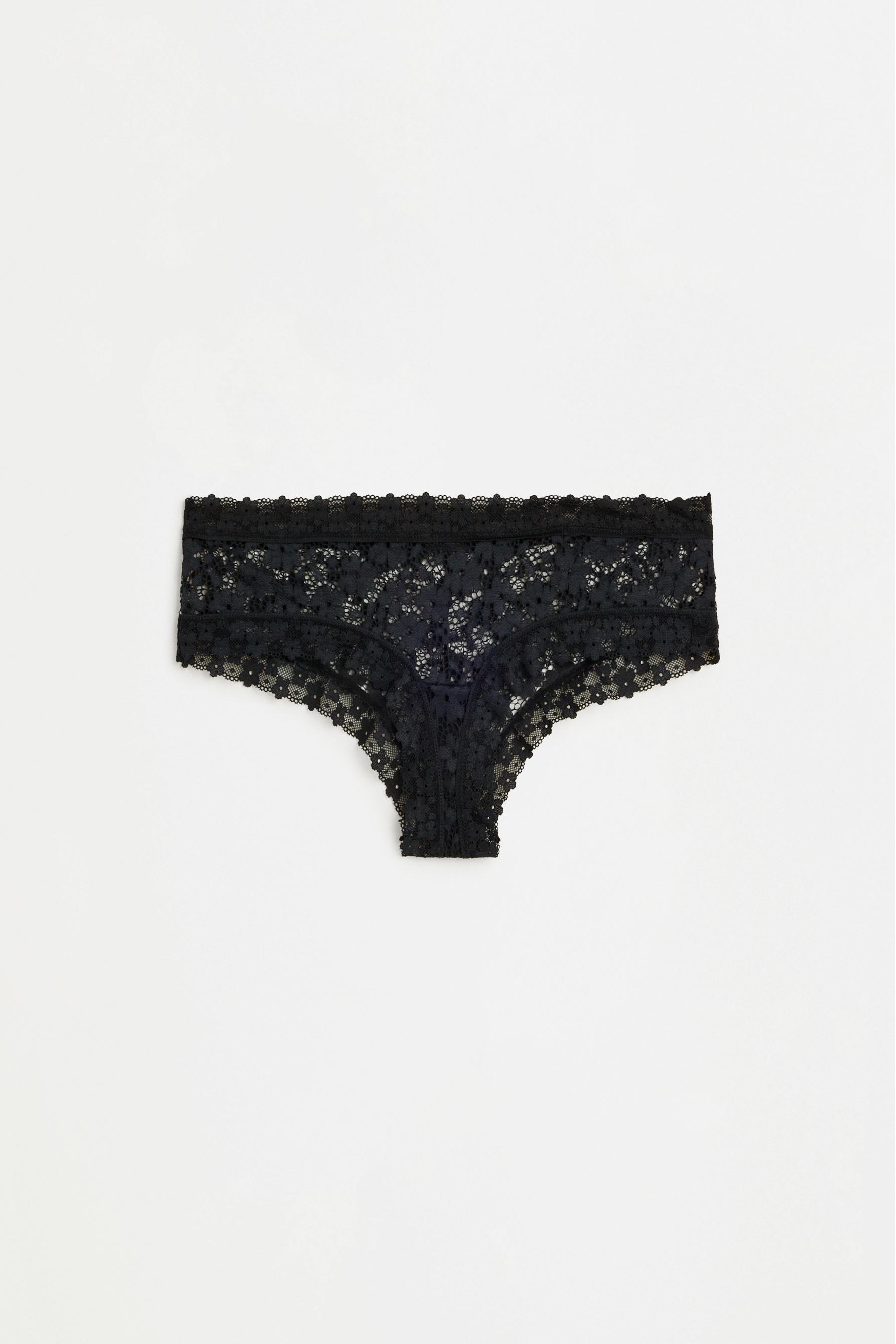 Lace hipster briefs — BLACK