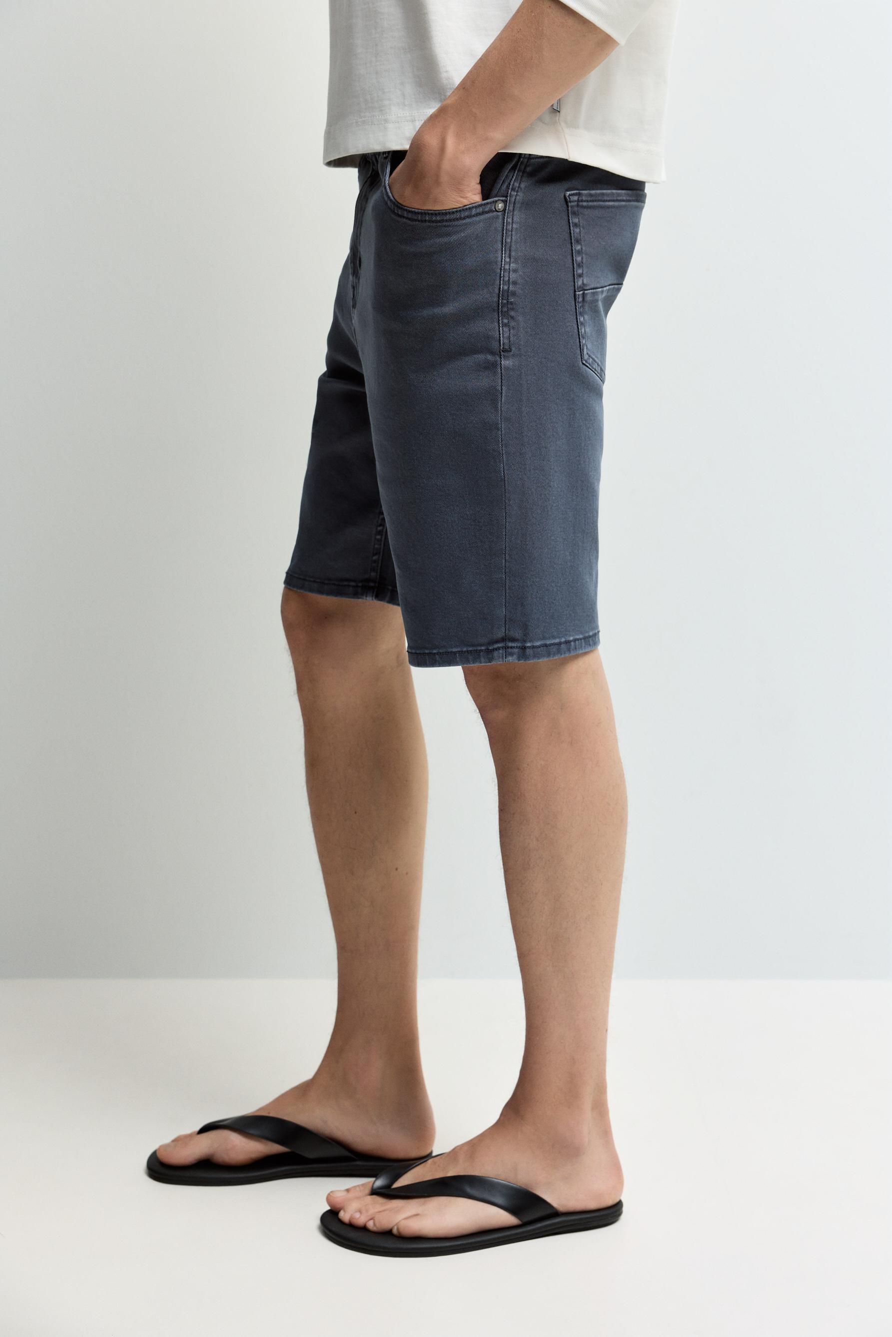 Slim denim Bermuda shorts — INDIGO