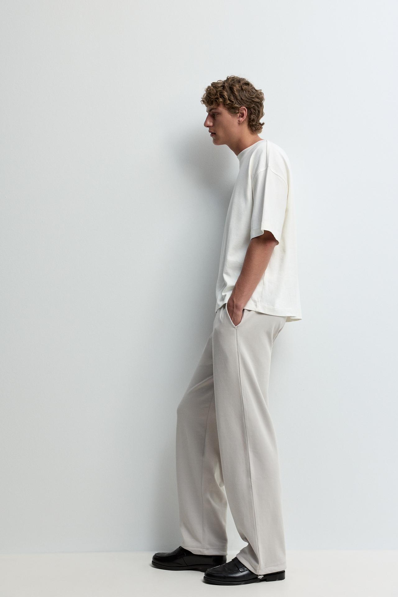 Interlock baggy trousers — PALE GREY
