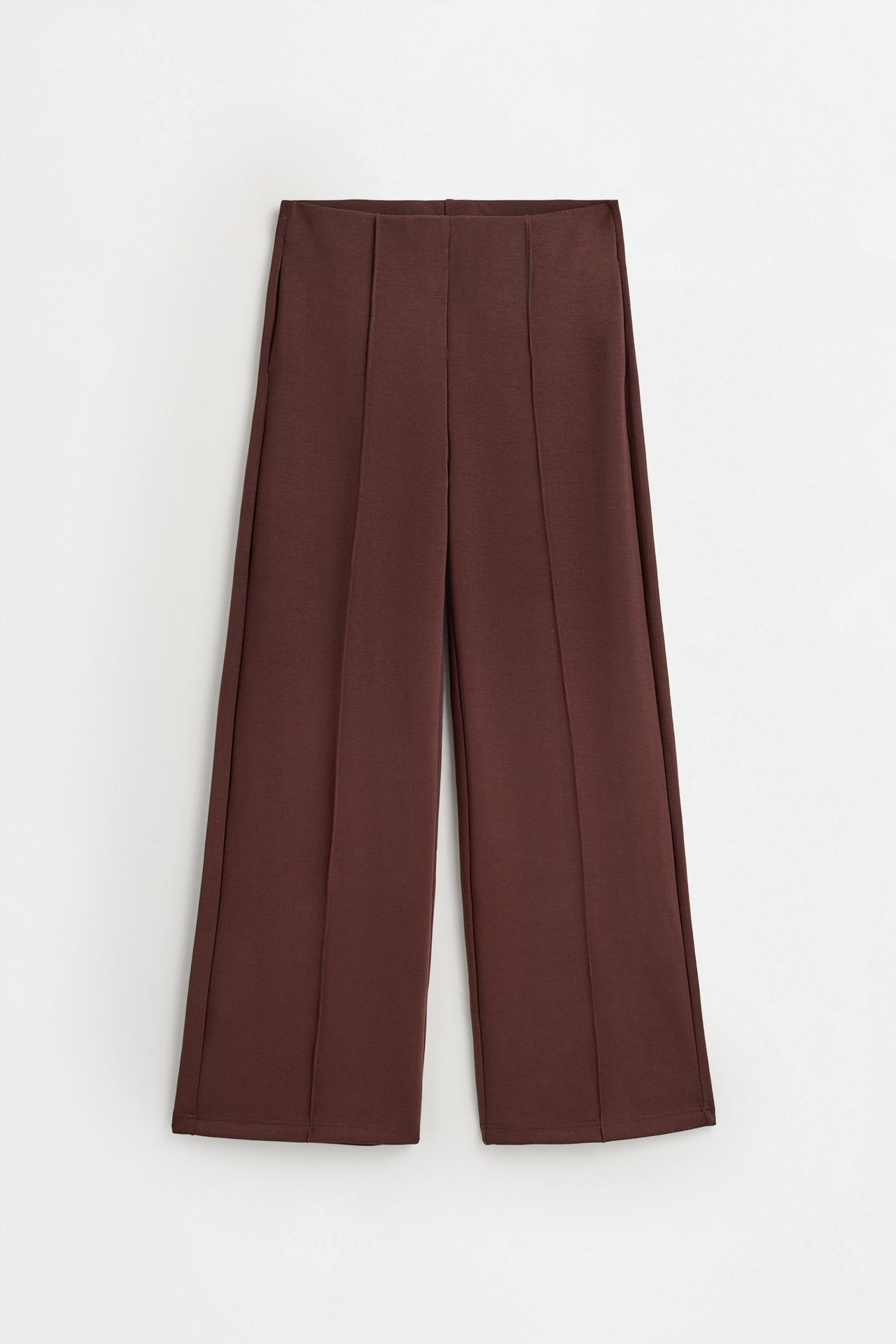 Wide-leg trousers with vertical seams — CHOCOLATE