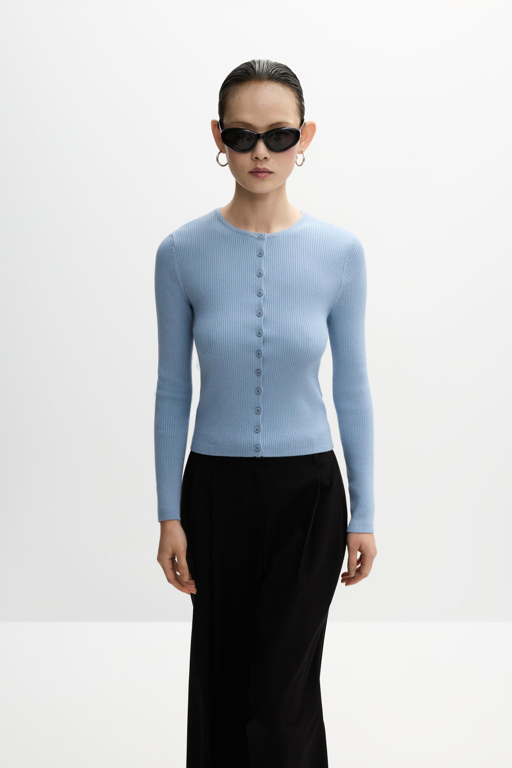 Chaqueta cuello redondo canalé