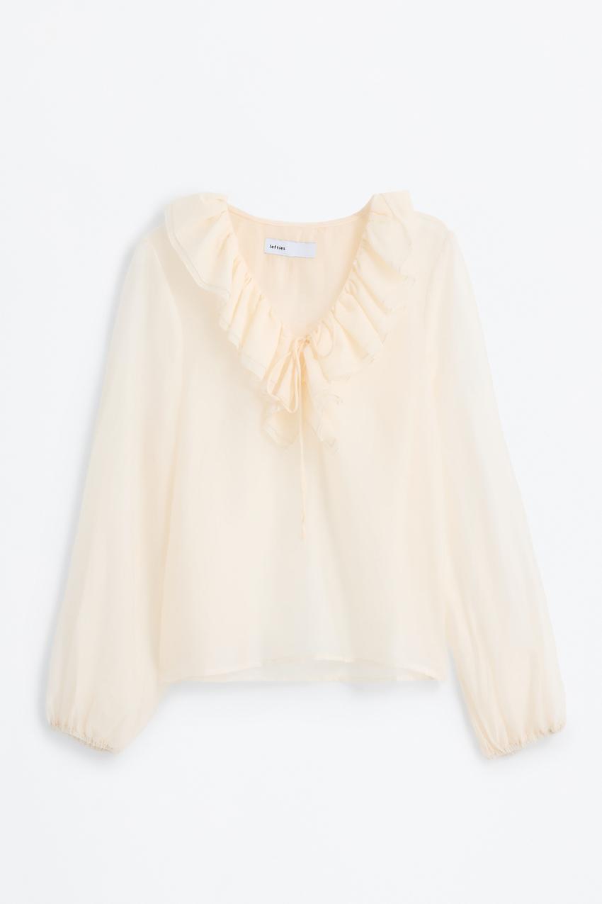 Blusa escote volante Camisas Blusas ROPA Mujer Lefties