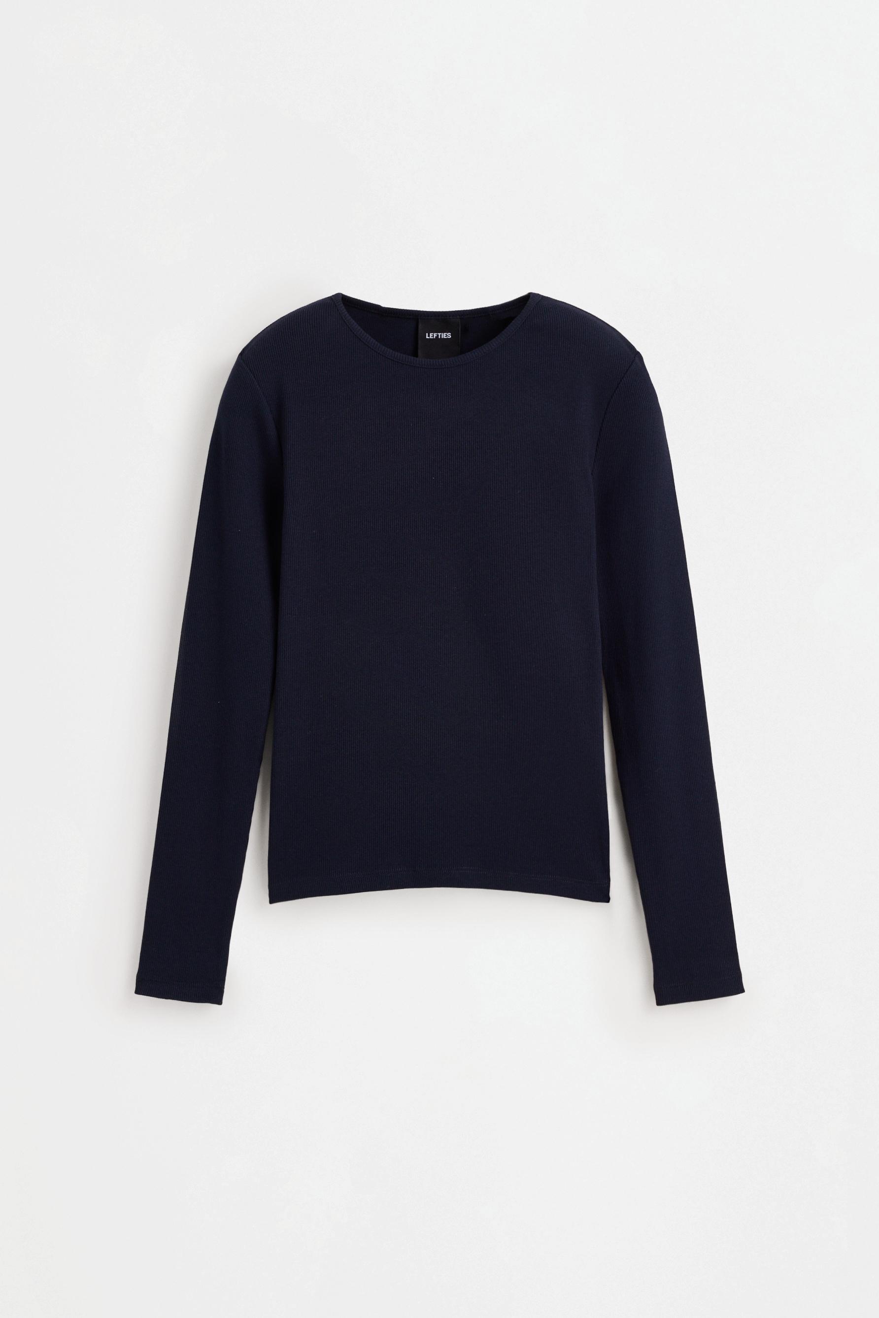 Ribbed long sleeve T-shirt — DARK NAVY