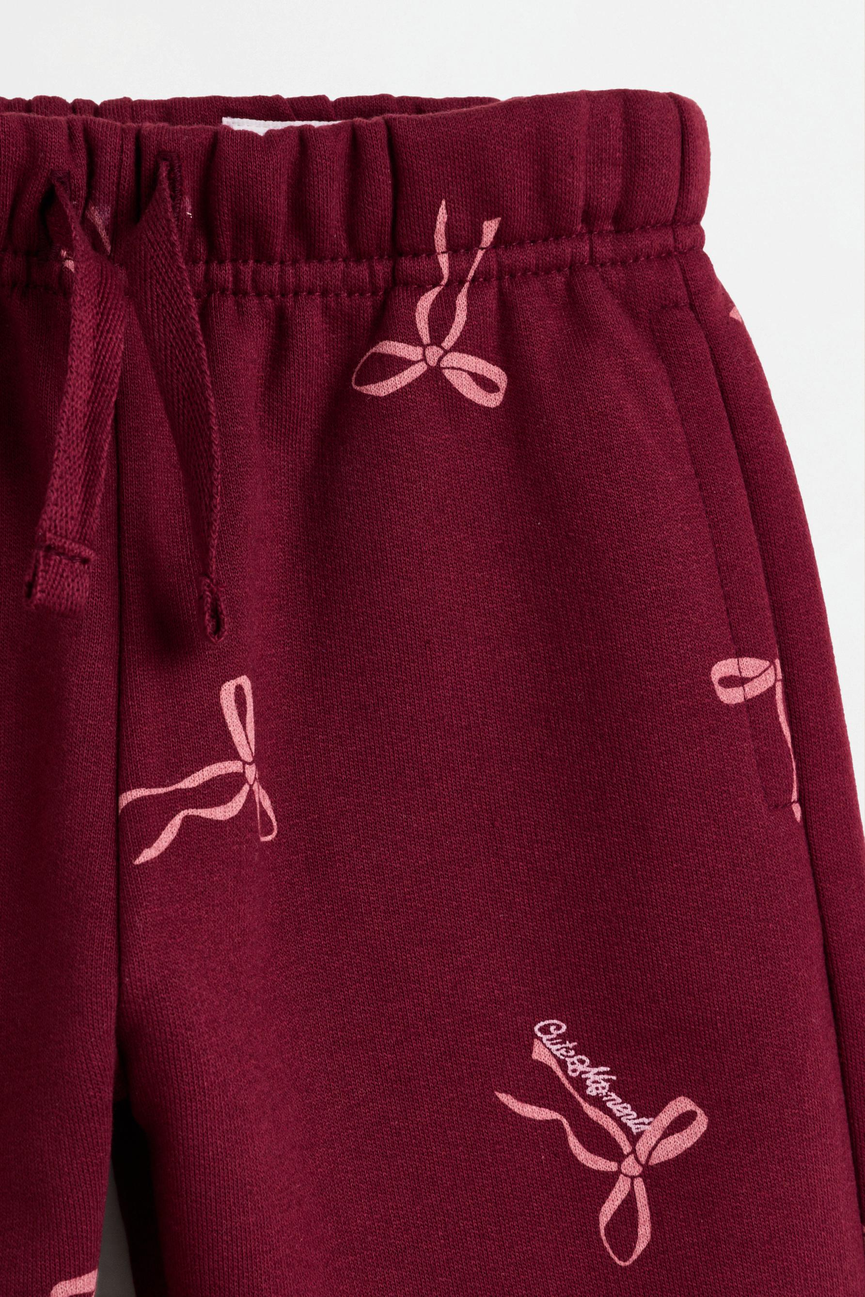 Pack of 2 contrast plush trousers — BURGUNDY