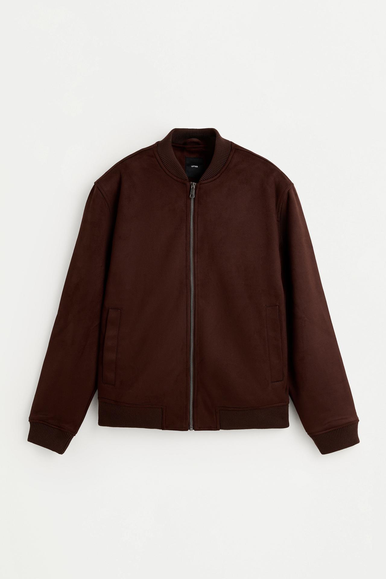 Faux suede bomber jacket — CHOCOLATE