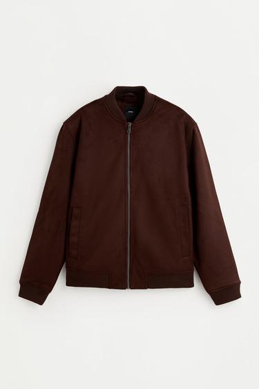 Faux suede bomber jacket — CHOCOLATE 6