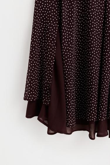 Polka-dot midi skirt — BROWN/ECRU 7