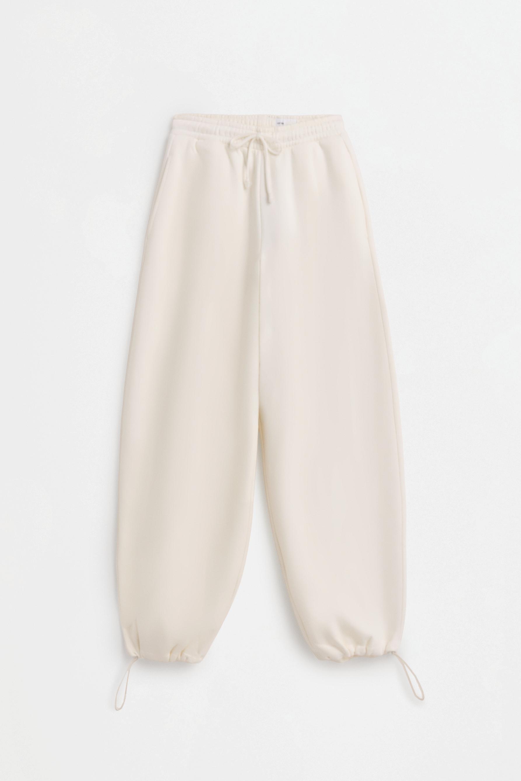 Barrel-leg plush trousers — ECRU