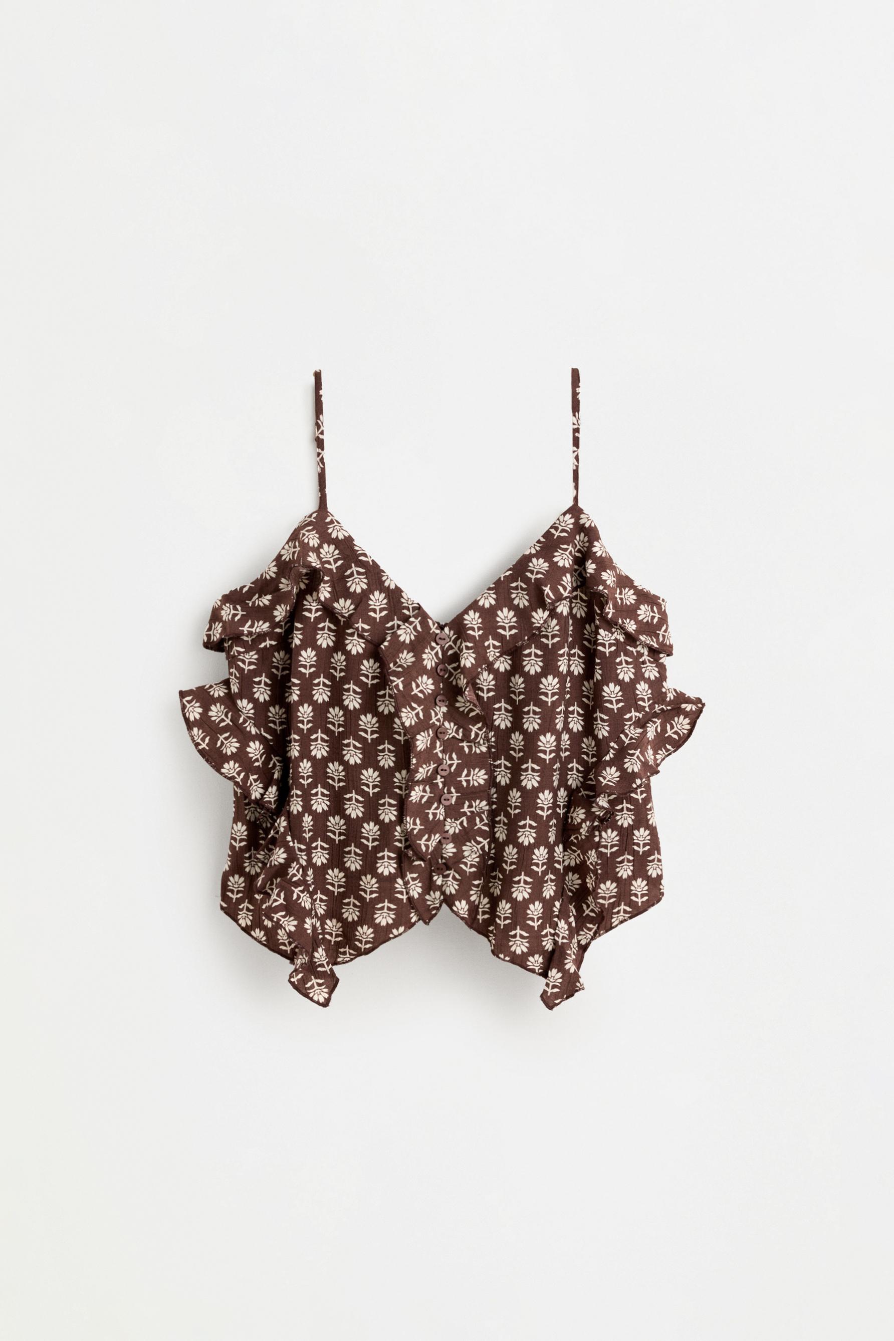 Textured camisole top — BROWN TONES