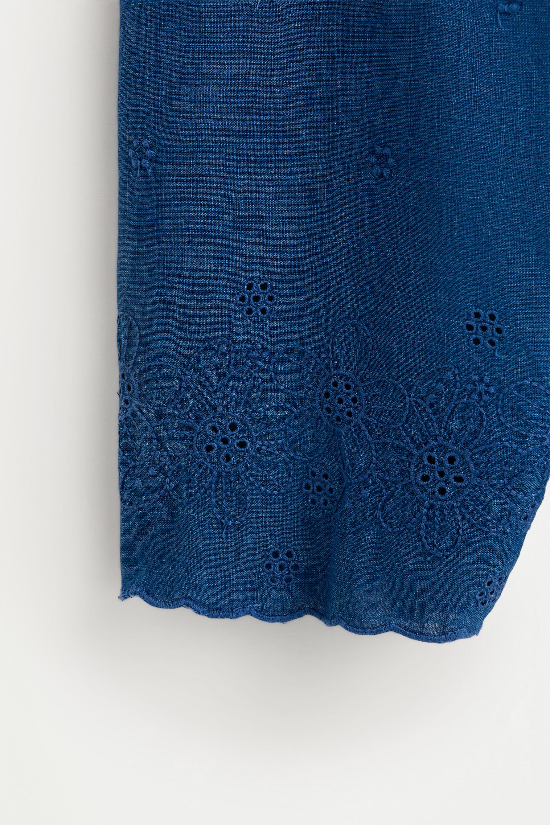 Embroidered denim dungarees — MEDIUM BLUE
