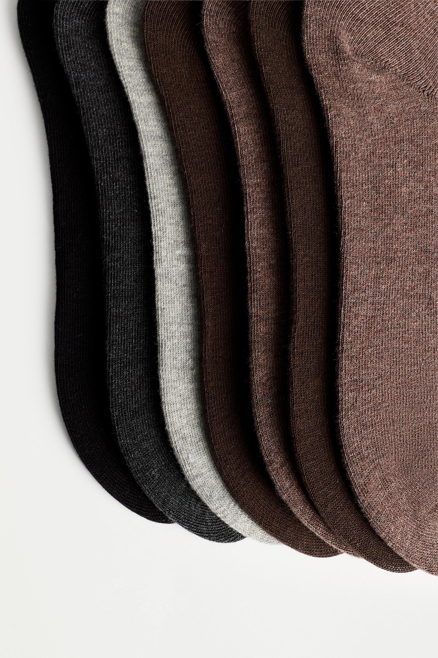 Basic short socks (7-pack) — BROWN