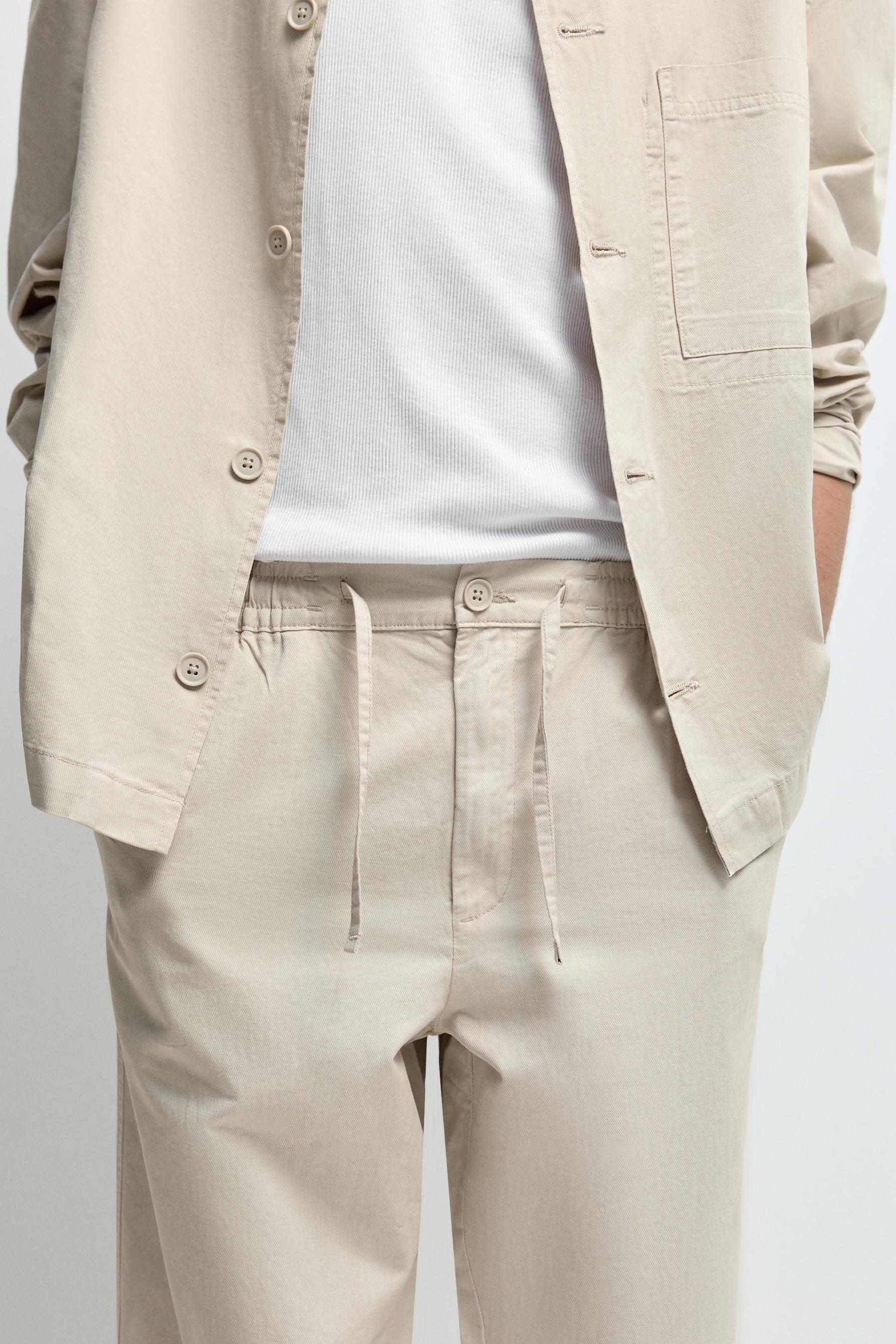 Linen blend joggers — BEIGE