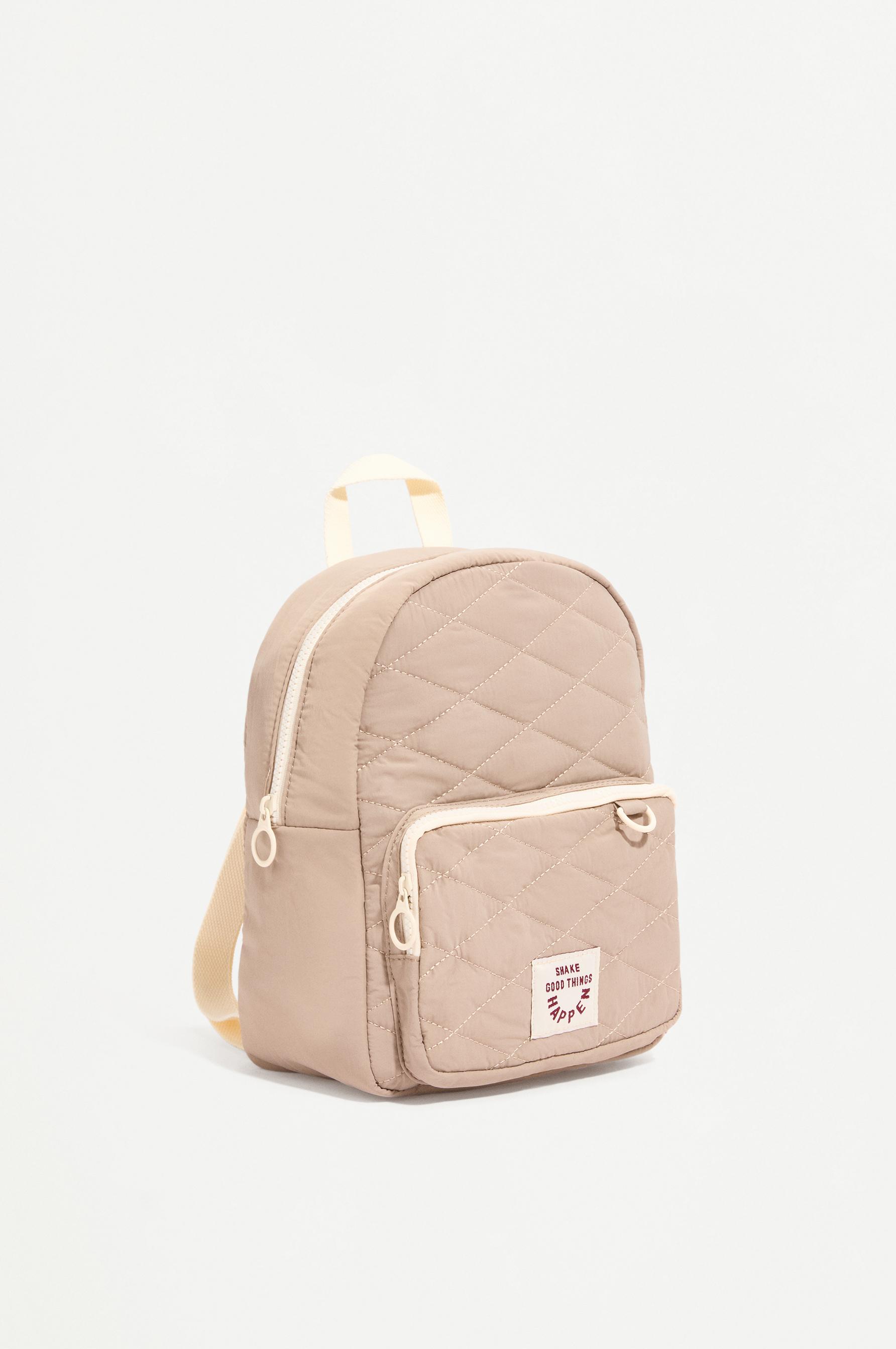 QUILTED BACKPACK — BROWN