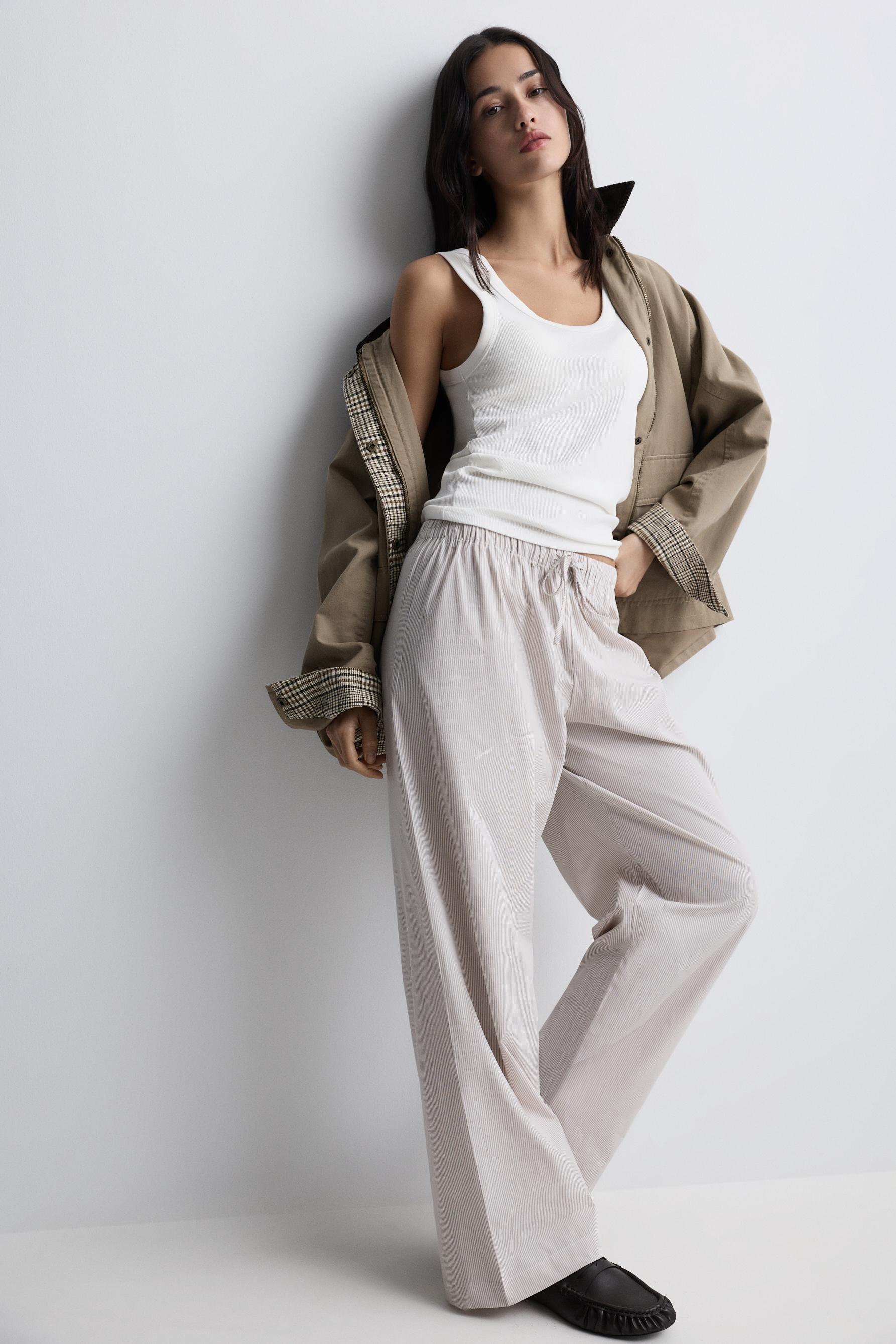 Striped pyjama bottoms — BEIGE