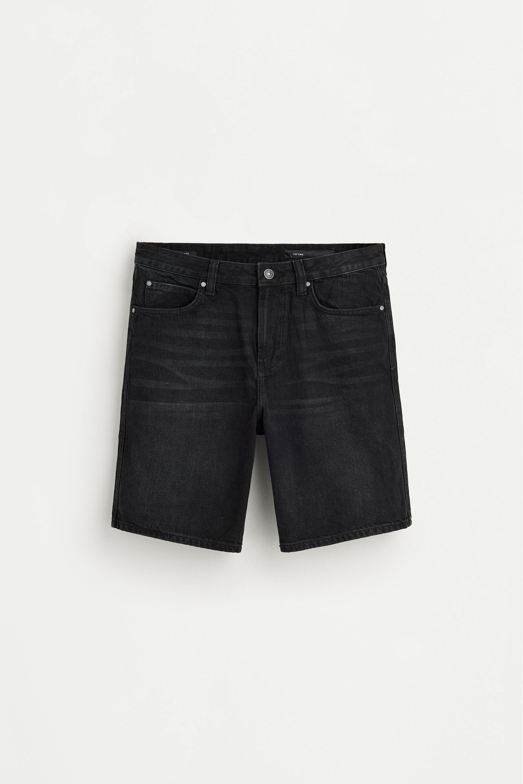 Straight denim Bermuda shorts — BLACK