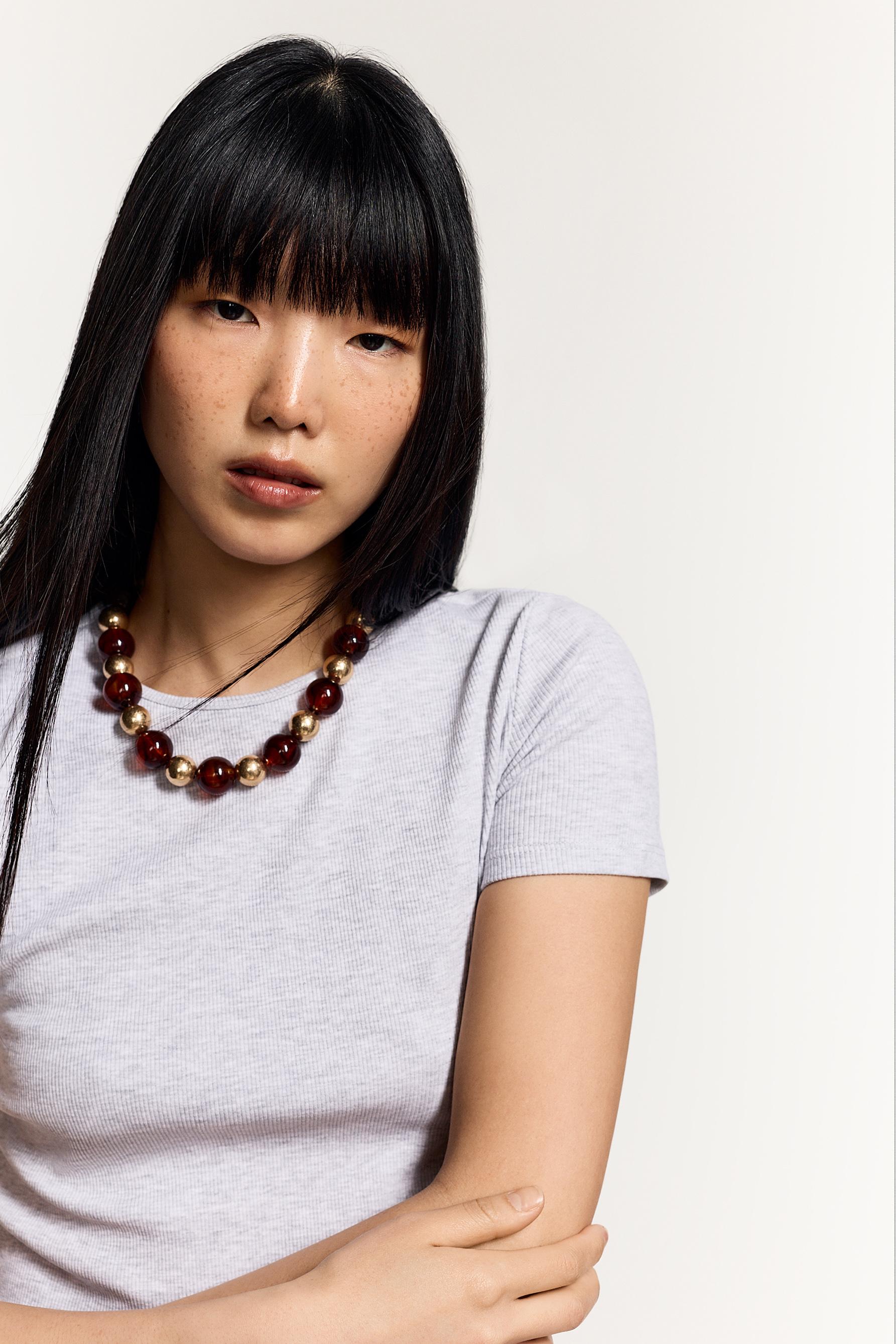Ribbed T-shirt — GREY MARL