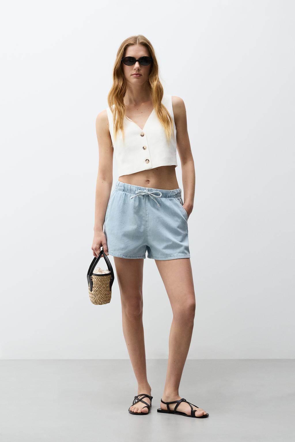 Short denim jogger