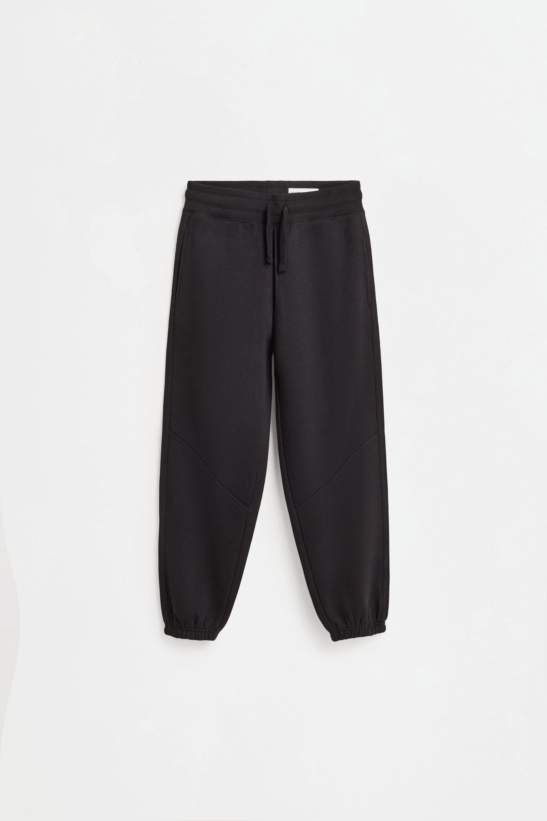 Plush trousers with seam detail — BLACK