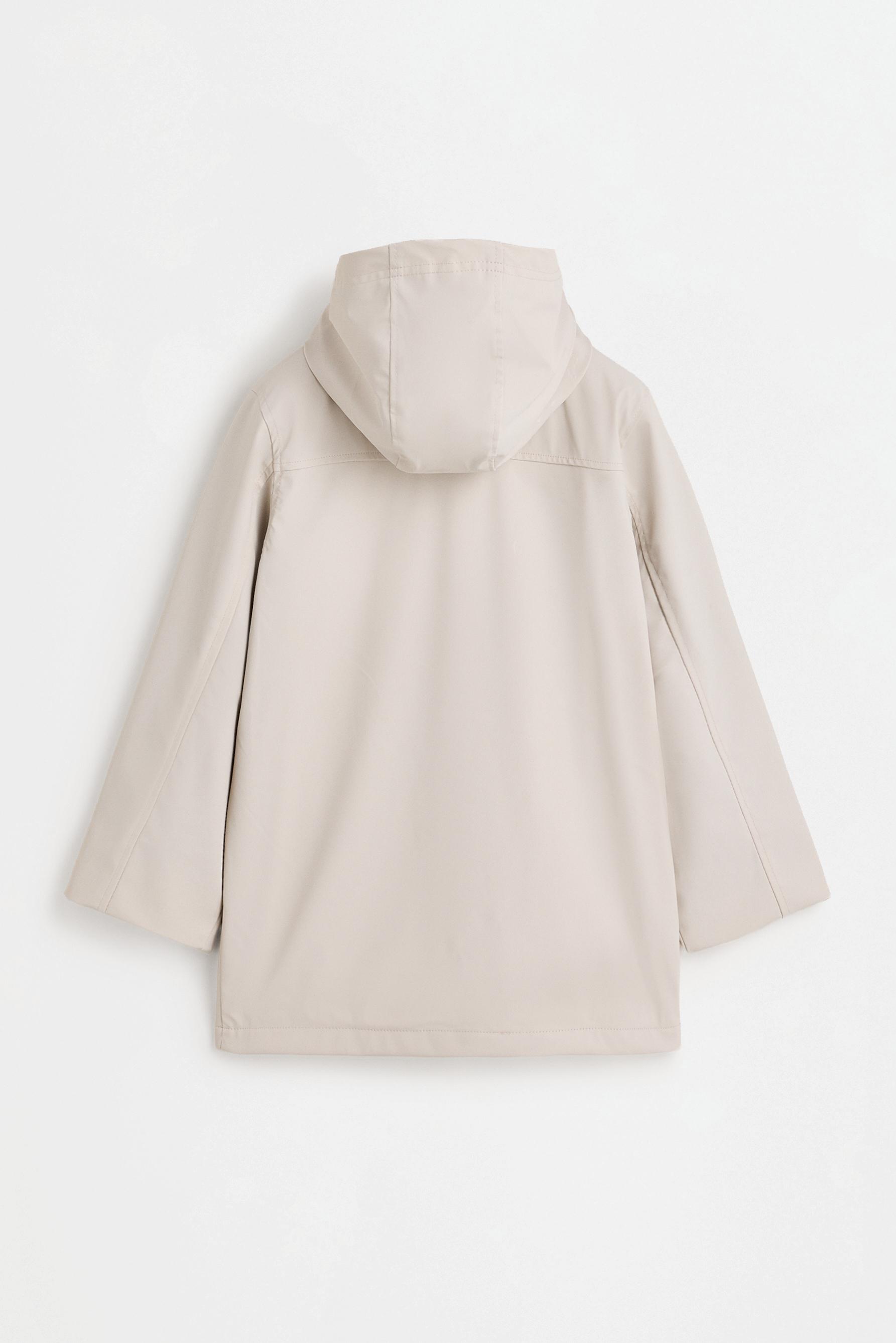Lightweight rubberised long parka — ECRU