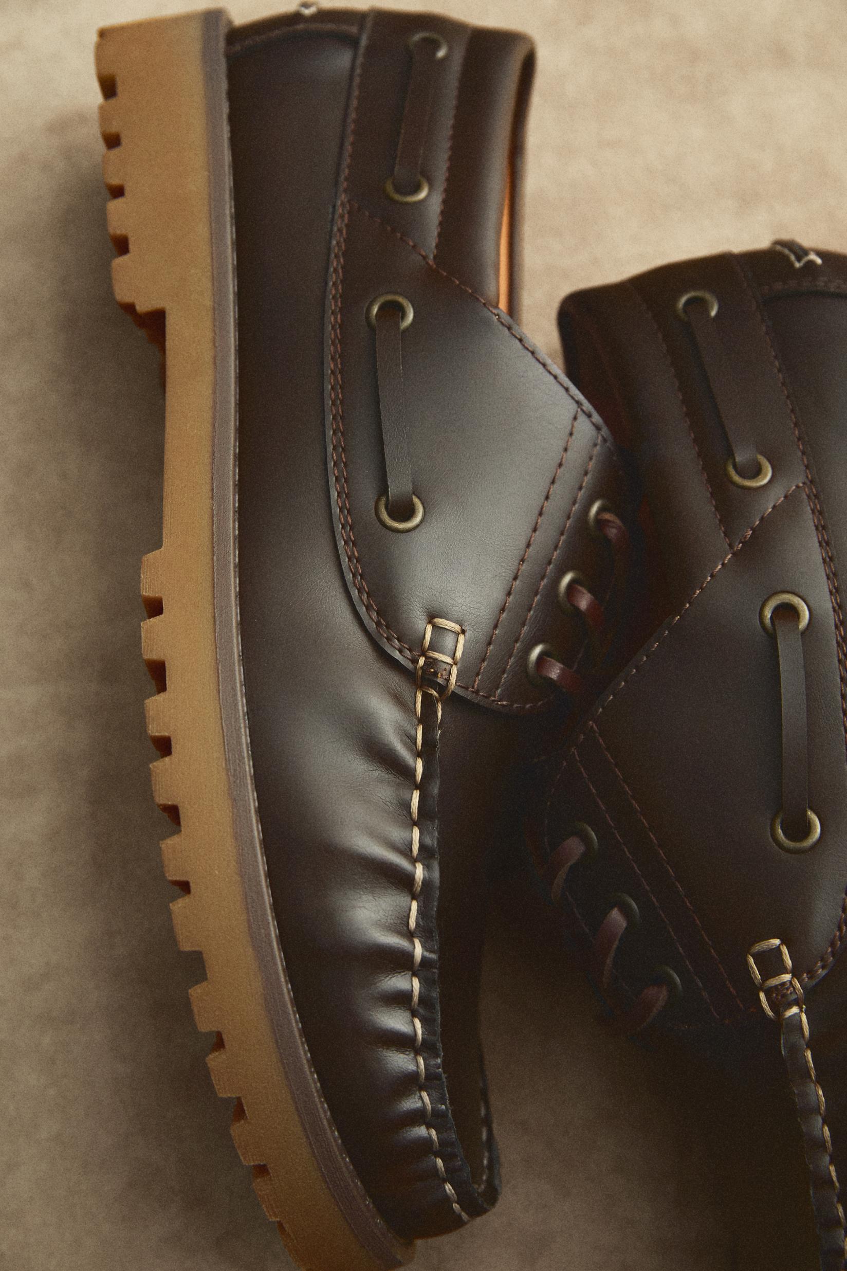 Lug sole boat shoes — BROWN