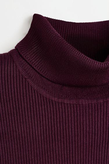 Ribbed high-neck sweater — BURGUNDY 7